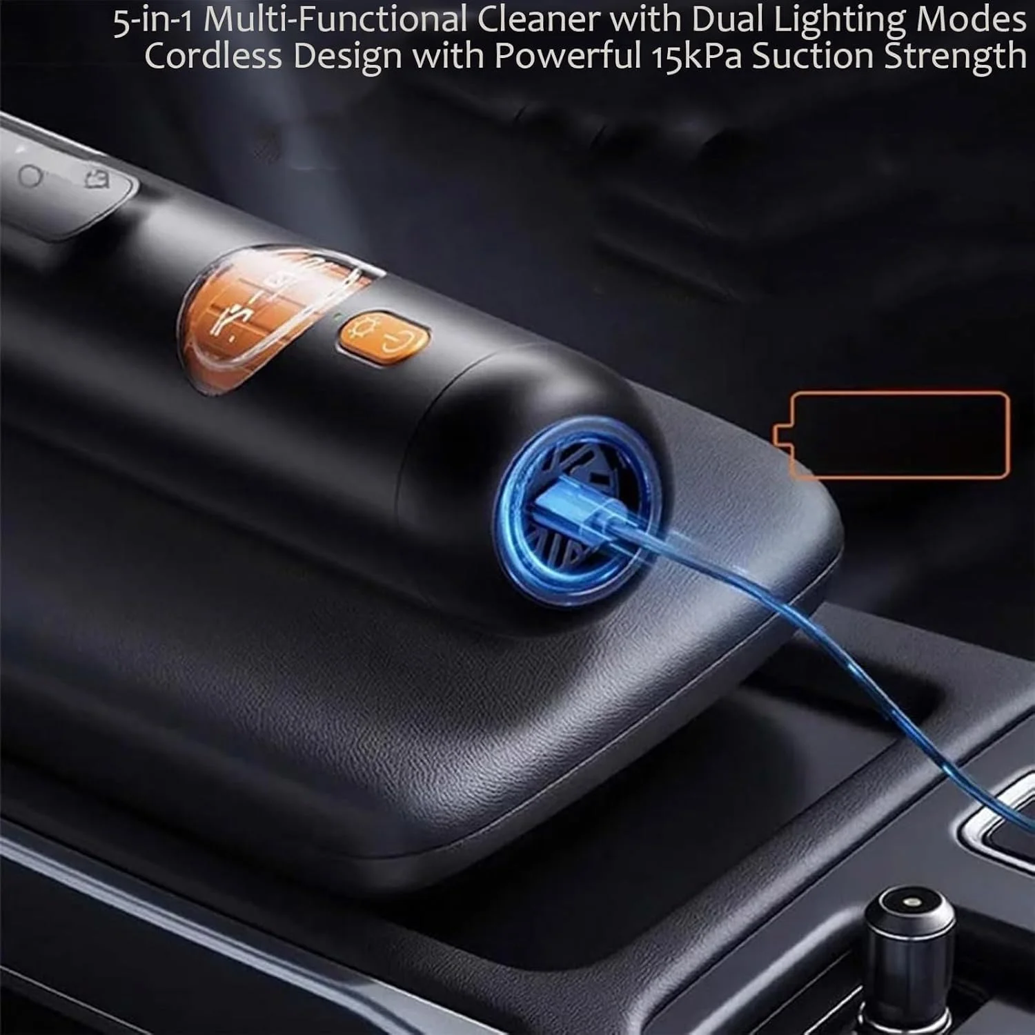 کیت جاروبرقی دستی هوشمند 5 در 1، جاروبرقی کوچک بی سیم با مکش 15 کیلو پاسکال، قابل شارژ با Type-C، تمیز کننده گرد و غبار قابل حمل و پمپ هوا برای خانه، ماشین، مبل (بژ)