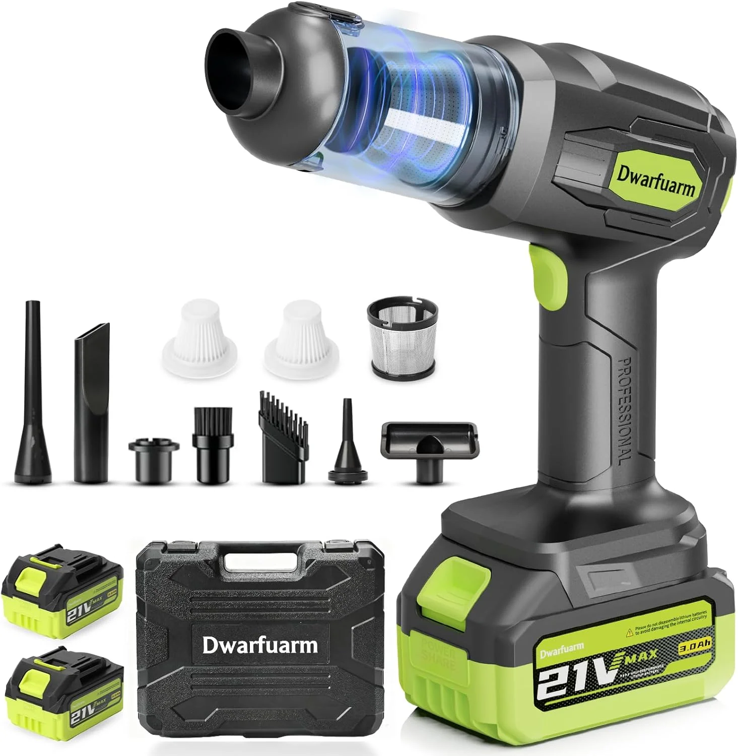 جاروبرقی دستی قابل حمل خودرو Dwarfuarm، قدرت مکش بالا 20000Pa-75000RPM، جاروبرقی 4 در 1 برای خانه، خودرو، موی حیوانات خانگی، کیبورد