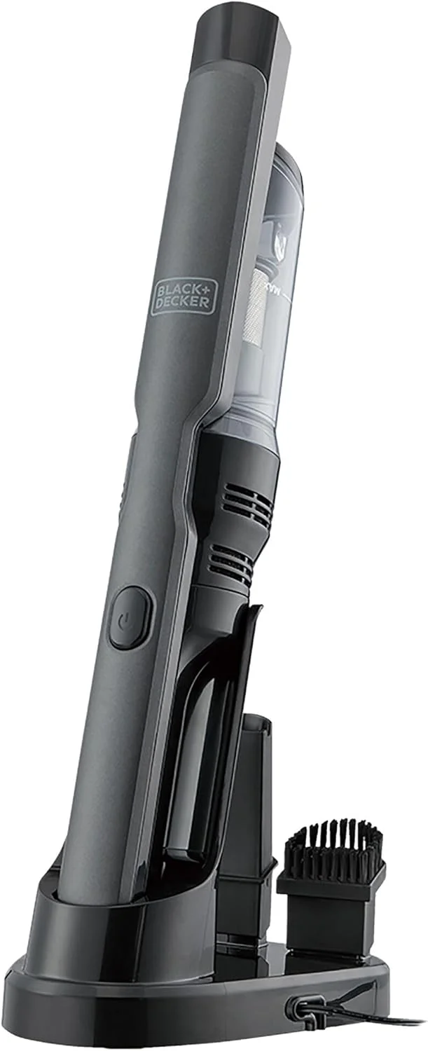 جاروبرقی دستی بلک اند دکر Dustbuster Slim Dvc320B21 (جاروبرقی دستی 12 ولت با طراحی فوق العاده باریک، بی سیم، موتور دیجیتال مدرن، 2 سطح مکش، تیتانیوم/مشکی)