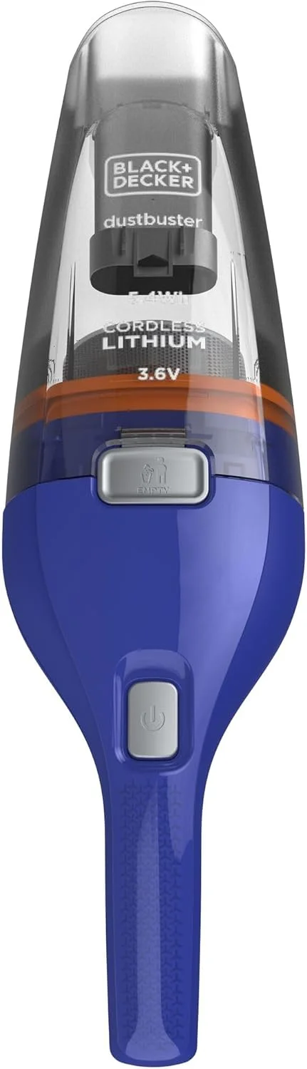 جاروبرقی دستی شارژی بلک اند دکر مدل Dustbuster NVC115WA (لیتیوم 3.6 ولت، بدون کیسه + بی سیم، دهانه مکش پهن، محفظه گرد و غبار قابل جابجایی، شامل نازل شکاف و برس اثاثه یا لوازم داخلی)