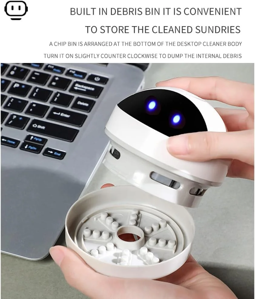 جاروبرقی اییکم، جاروبرقی رومیزی کوچک قابل حمل، جاروبرقی کارتونی بامزه بدون سیم، جاروبرقی گرد و غبار رومیزی، باتری قابل شارژ USB برای تمیز کردن گرد و غبار، خرده ریزها و موها
