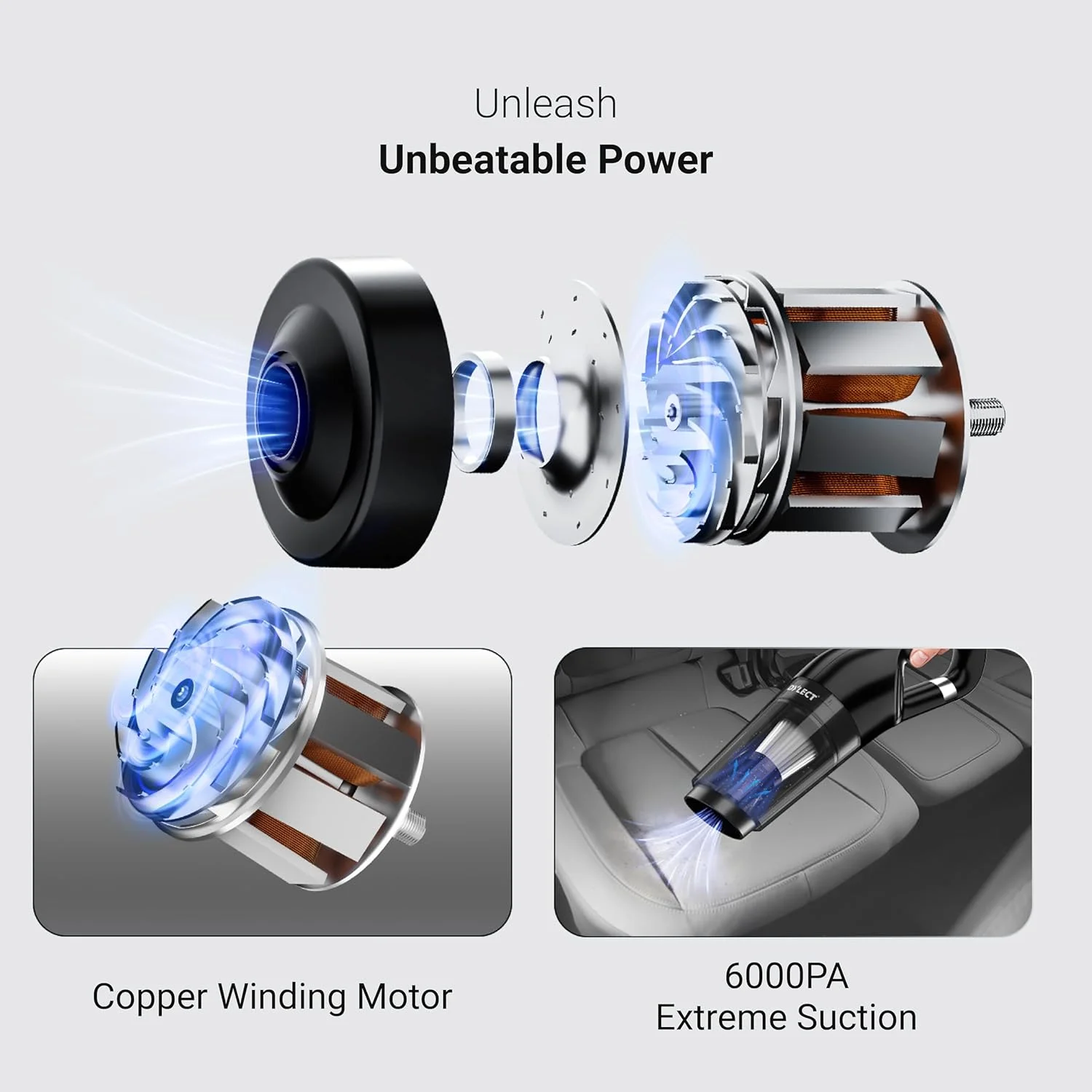 جاروبرقی خودرویی دستی دایلتک توربو سویپ 100، 12 ولت DC، 72 وات، قدرت مکش 6000 پاسکال، سیم بلند 3 متری، فیلتر HEPA استیل، موتور سیم پیچی مسی به همراه کیف حمل (فقط برای استفاده خشک)