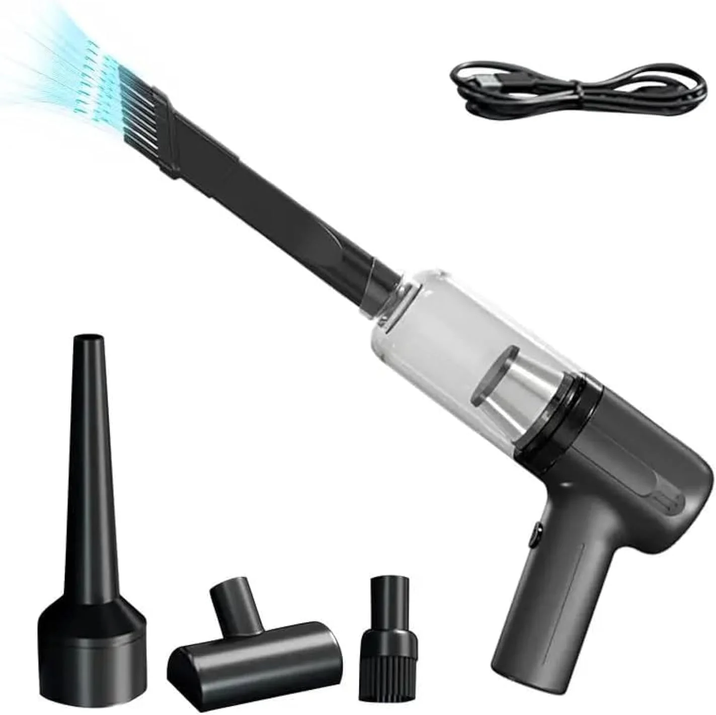 جاروبرقی دستی شارژی ESEEC با برس های تمیز کننده و کابل شارژ USB، مشکی، قابل حمل - مناسب برای ماشین، خانه، دفتر، موی حیوانات خانگی، کیبورد، لپ تاپ و غیره، YZ-701 جاروبرقی دستی شارژی ESEEC با برس های تمیز کننده و کابل شارژ USB، مشکی، قابل حمل - مناسب برای ماشین، خانه، دفتر، موی حیوانات خانگی، کیبورد، لپ تاپ و غیره، YZ-701