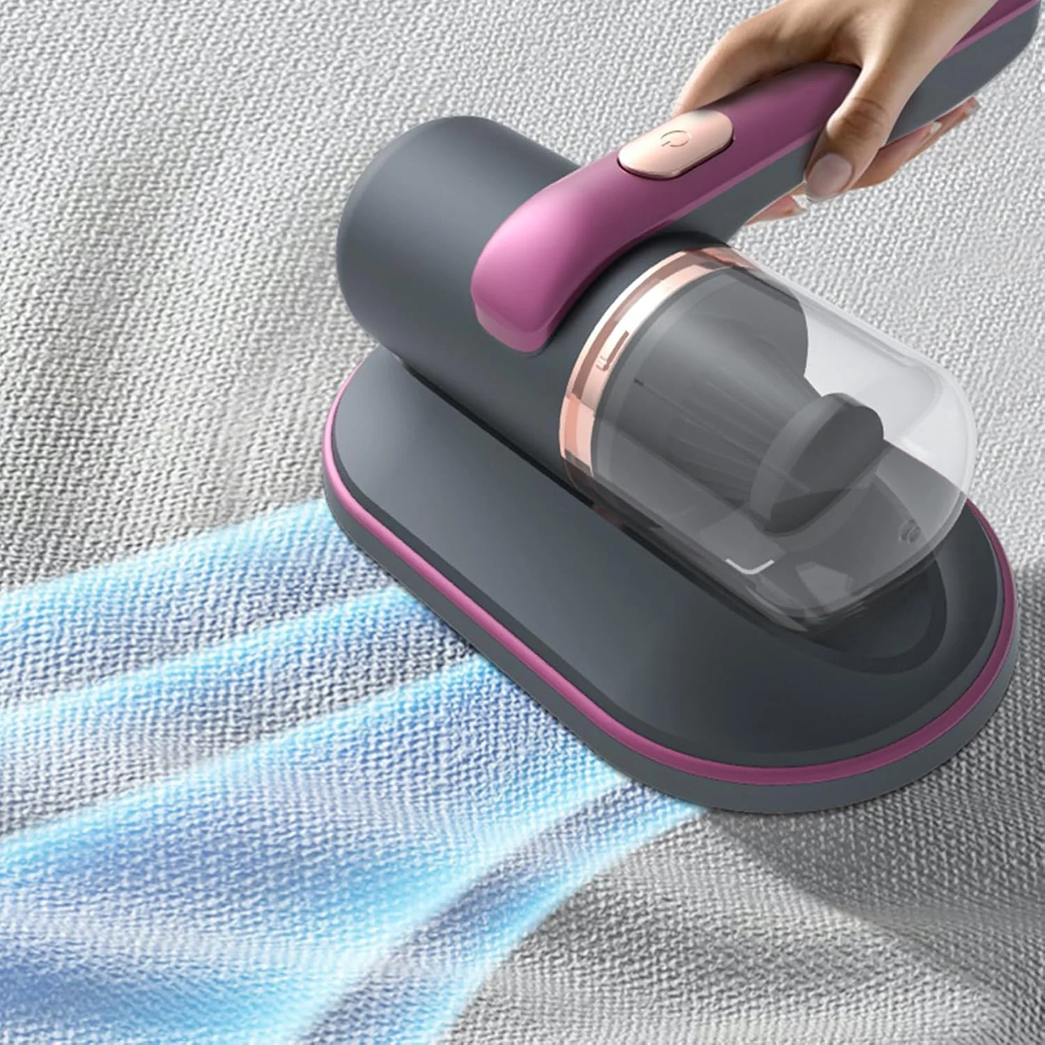 جاروبرقی تشک خواب فاباتر، جاروبرقی تخت با مکش 10Kpa، جاروبرقی دستی کم صدا، به طور موثر تخت، بالش، مبل، فرش، موی حیوانات خانگی را تمیز می کند.