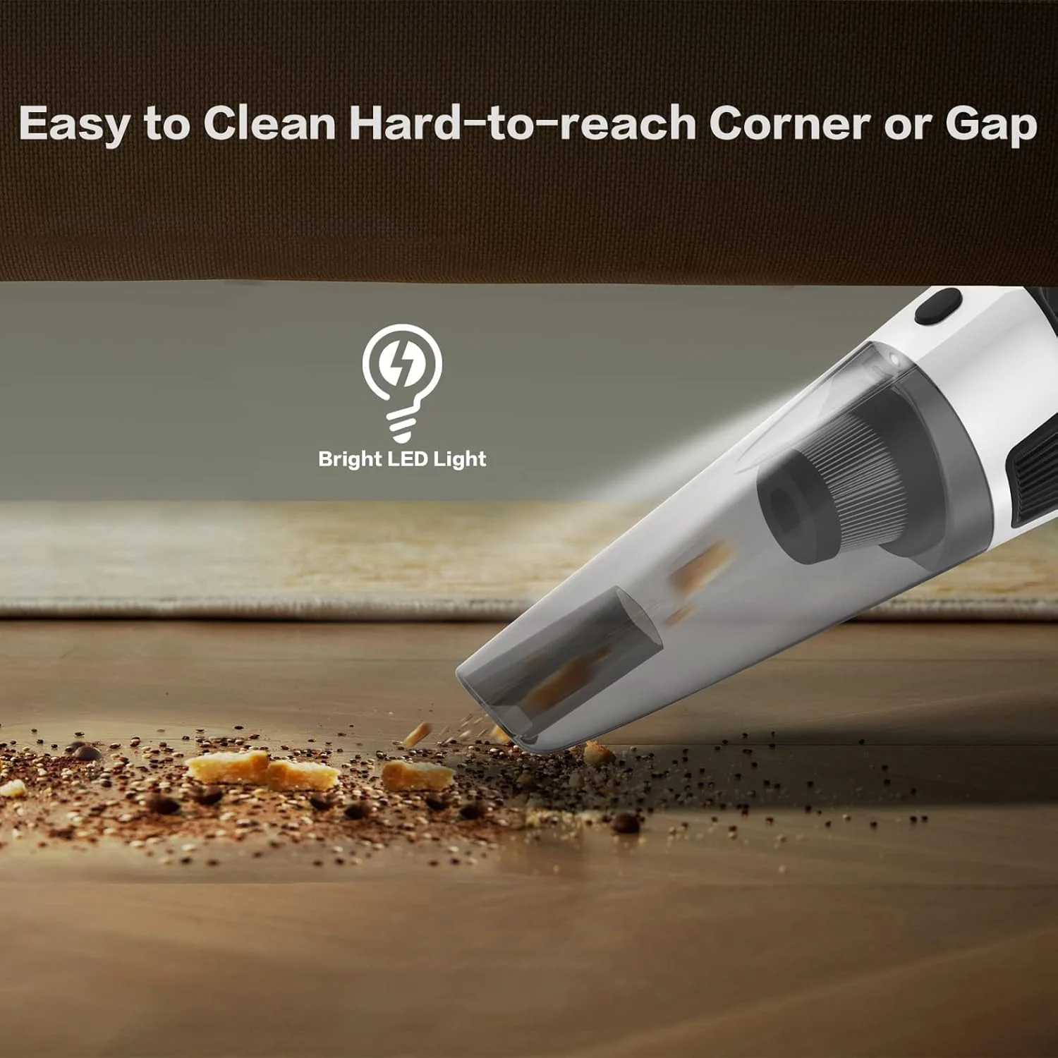 جاروبرقی شارژی Excefore، جاروبرقی دستی با چراغ های LED، مخزن بزرگ گرد و غبار، 4 سری، مکش قوی 10000PA برای استفاده در خانه و ماشین، مشکی