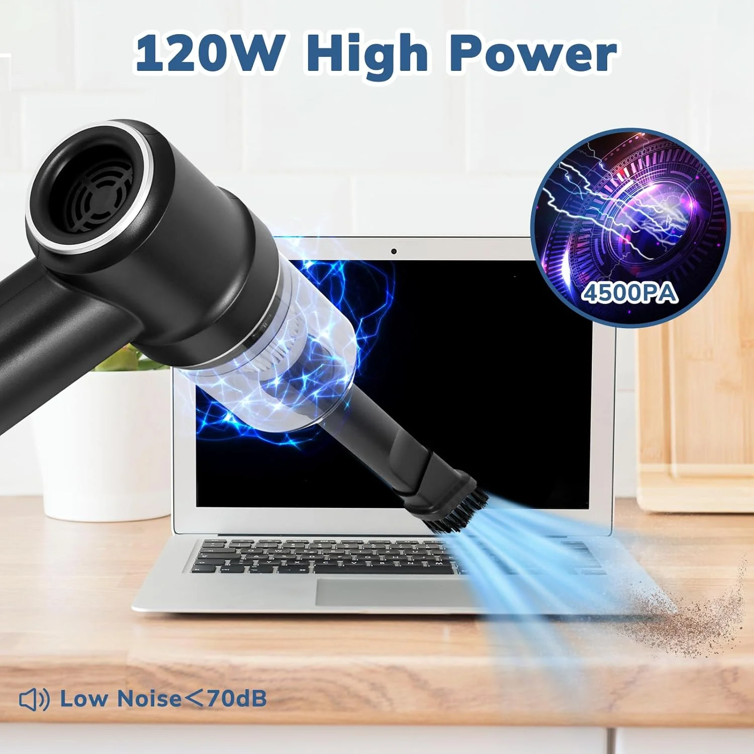 جاروبرقی دستی خودرو Gorunning، جاروبرقی کوچک قابل شارژ، قدرت بالای 9000PA 120W، دمنده هوا 2 در 1 با چراغ LED، جاروبرقی قابل حمل برای خودرو، خانه، دفتر، حیوانات خانگی، مشکی