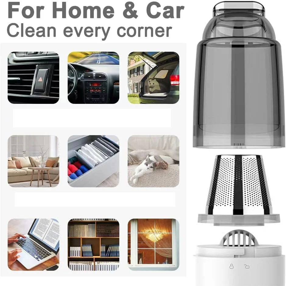 جاروبرقی خودرو GOCHAI، جاروبرقی دستی بی سیم قابل حمل، جاروبرقی کوچک شارژی 2 در 1 برای خودرو، خانه، میز، مبل و تمیز کردن صفحه کلید، شارژ سریع Type-C، 40000 دور در دقیقه، 8000 پاسکال