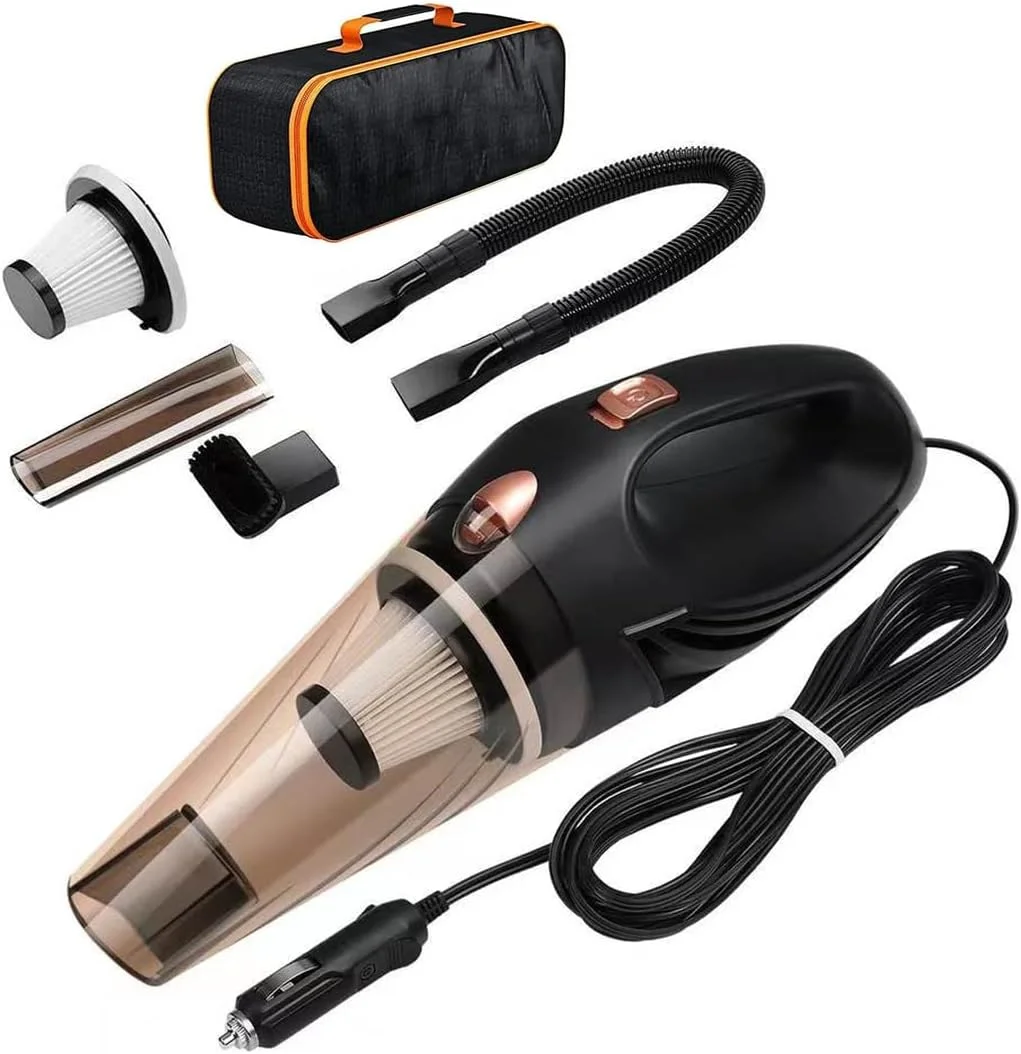 جاروبرقی دستی خودرو سیم دار، قدرت بالا، مناسب سطوح خشک و مرطوب، کاربری آسان، ظرفیت 0.5 لیتر، رنگ مشکی، 90 وات، سبک وزن، جاروبرقی دستی قابل حمل برای خودرو/پله ها/موهای حیوانات خانگی
