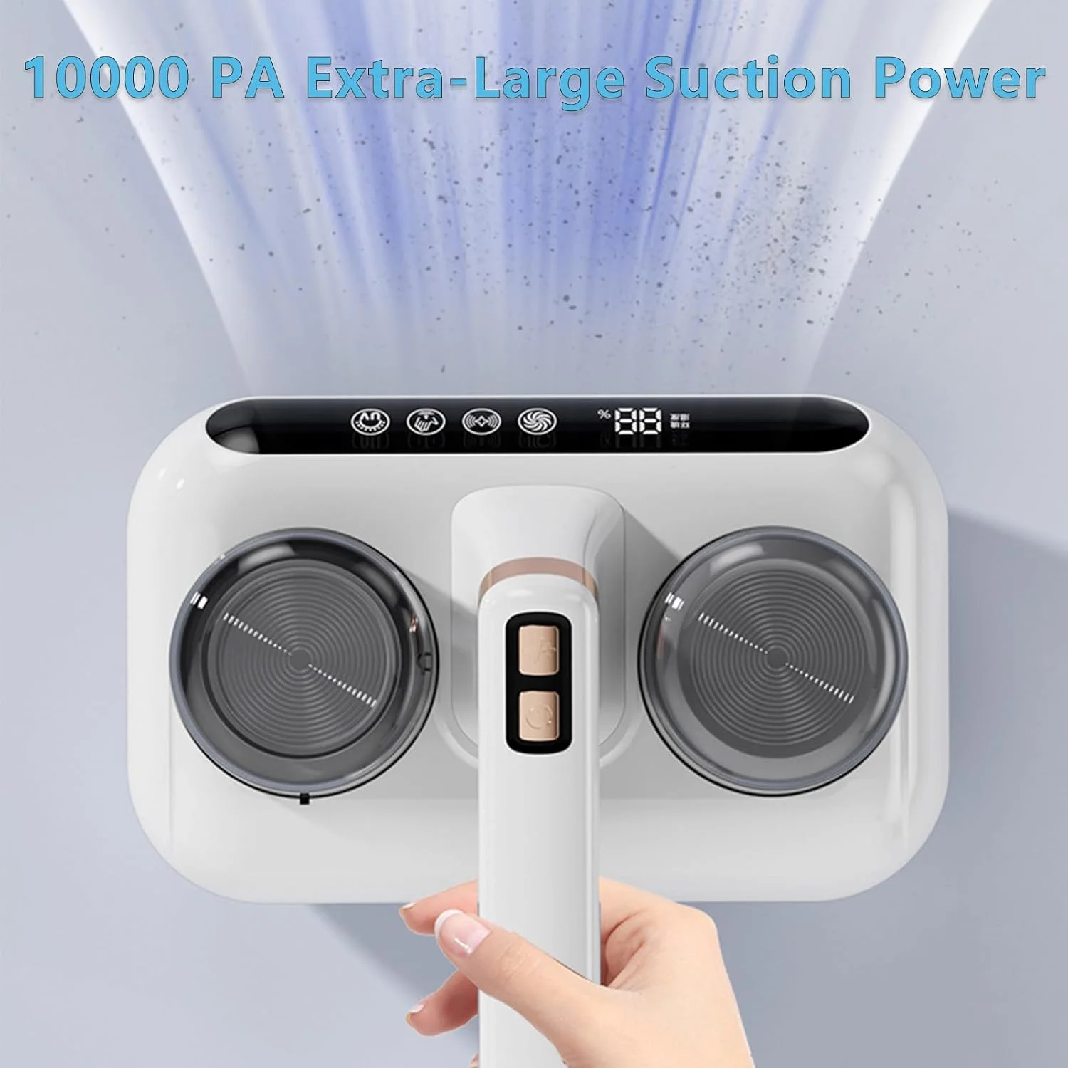 جاروبرقی دستی تختخواب - قدرت مکش 8kPa/10kPa با نور فرابنفش - تمیز کردن عمیق ذرات ریز از تشک، فرش، مبل - فیلتر HEPA و مخزن گرد و غبار 210 میلی لیتری - ضدعفونی کننده چند سطحی با حالت دوگانه