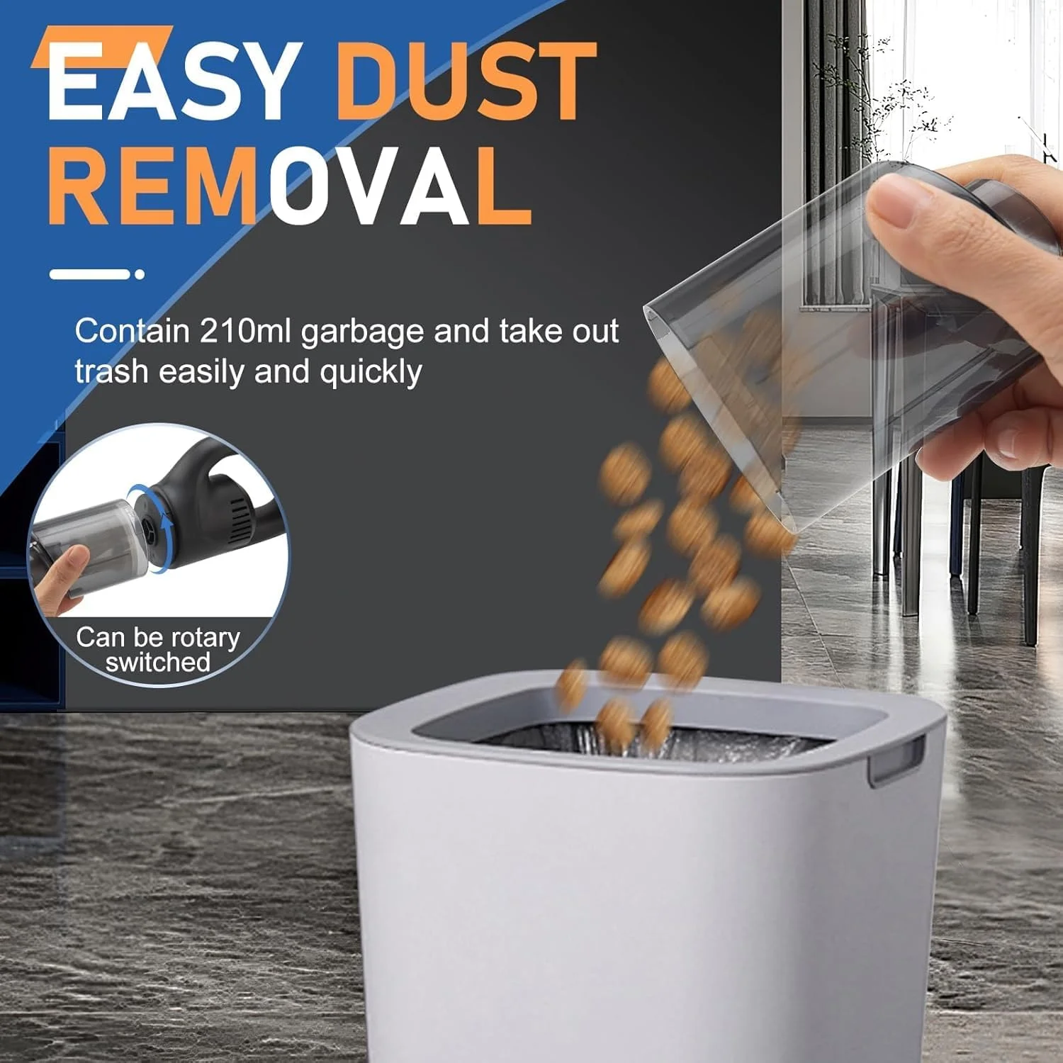 جاروبرقی دستی شارژی، جاروبرقی دستی خودرو، مکش قوی قابل حمل با 3 سری مکش