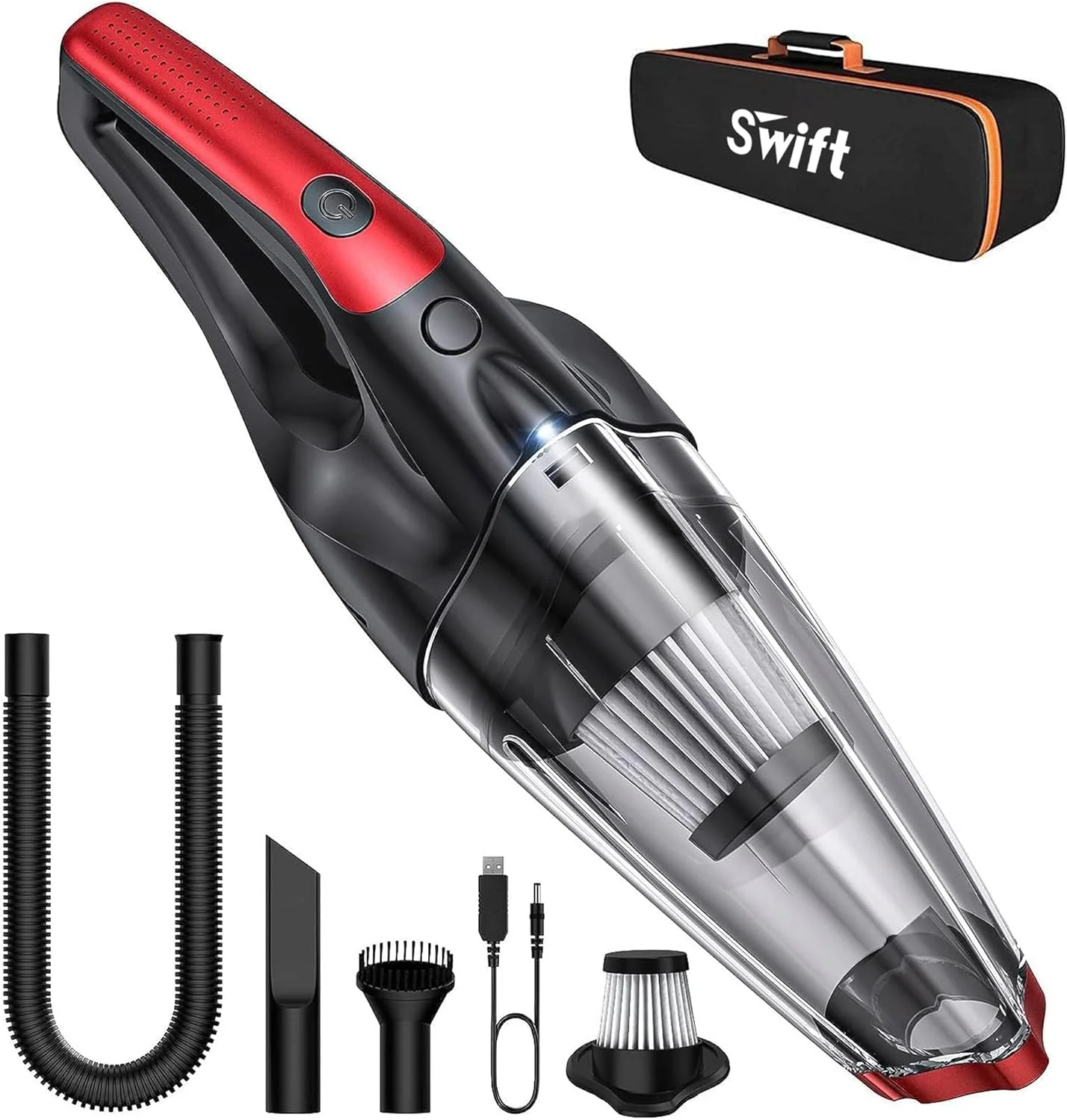 جاروبرقی دستی خودرو SWIFT، جاروبرقی قابل حمل و بی سیم با صفحه نمایش LED، مینی گردگیر شارژی برای تمیز کردن خودرو، خانه، دفتر