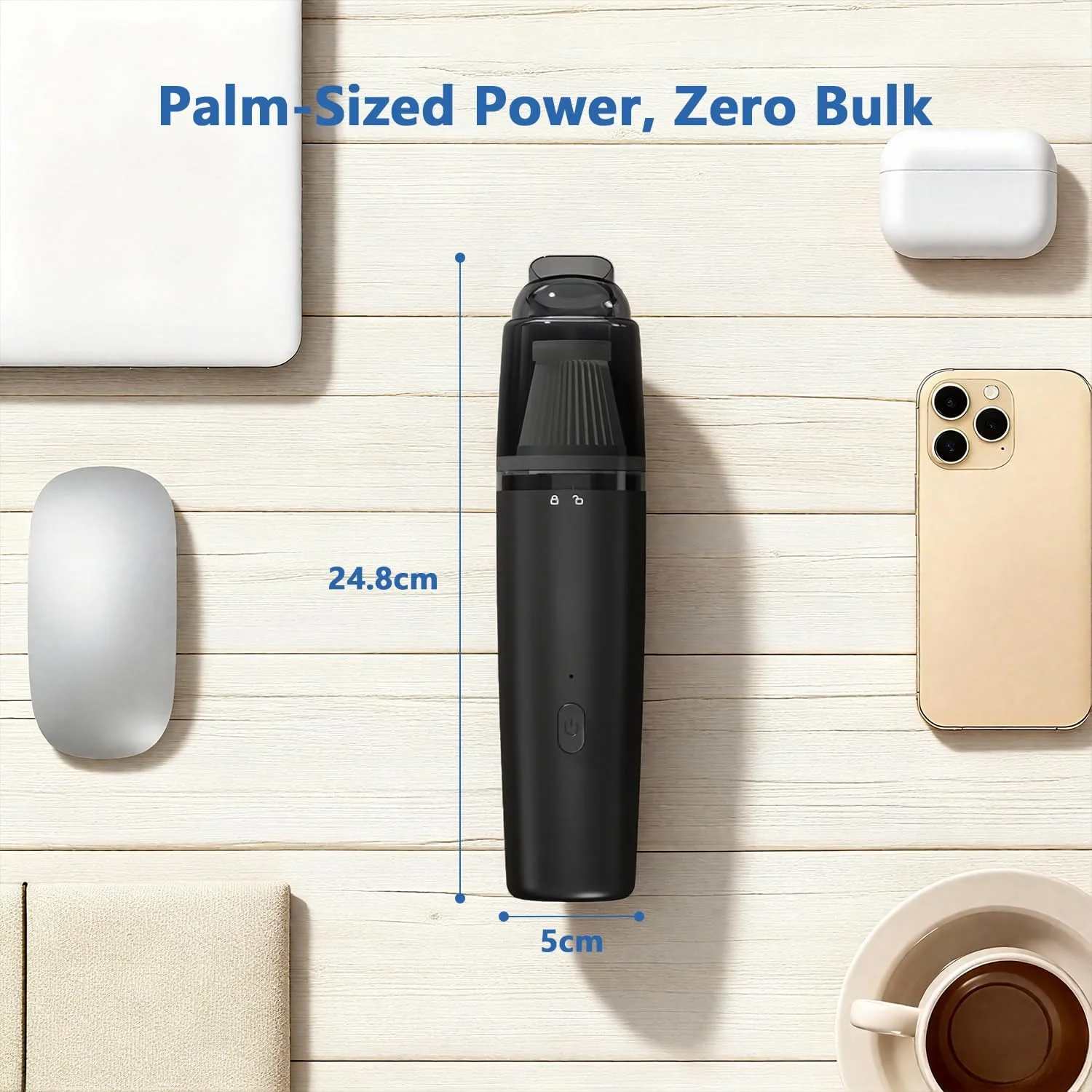 جاروبرقی دستی بی سیم، جاروبرقی خودرو قابل حمل با فیلتر HEPA، 2 حالت مکش، جاروبرقی کوچک قابل شارژ برای خودرو، خانه، موی حیوانات خانگی، دفتر، میز، کیبورد (مشکی)