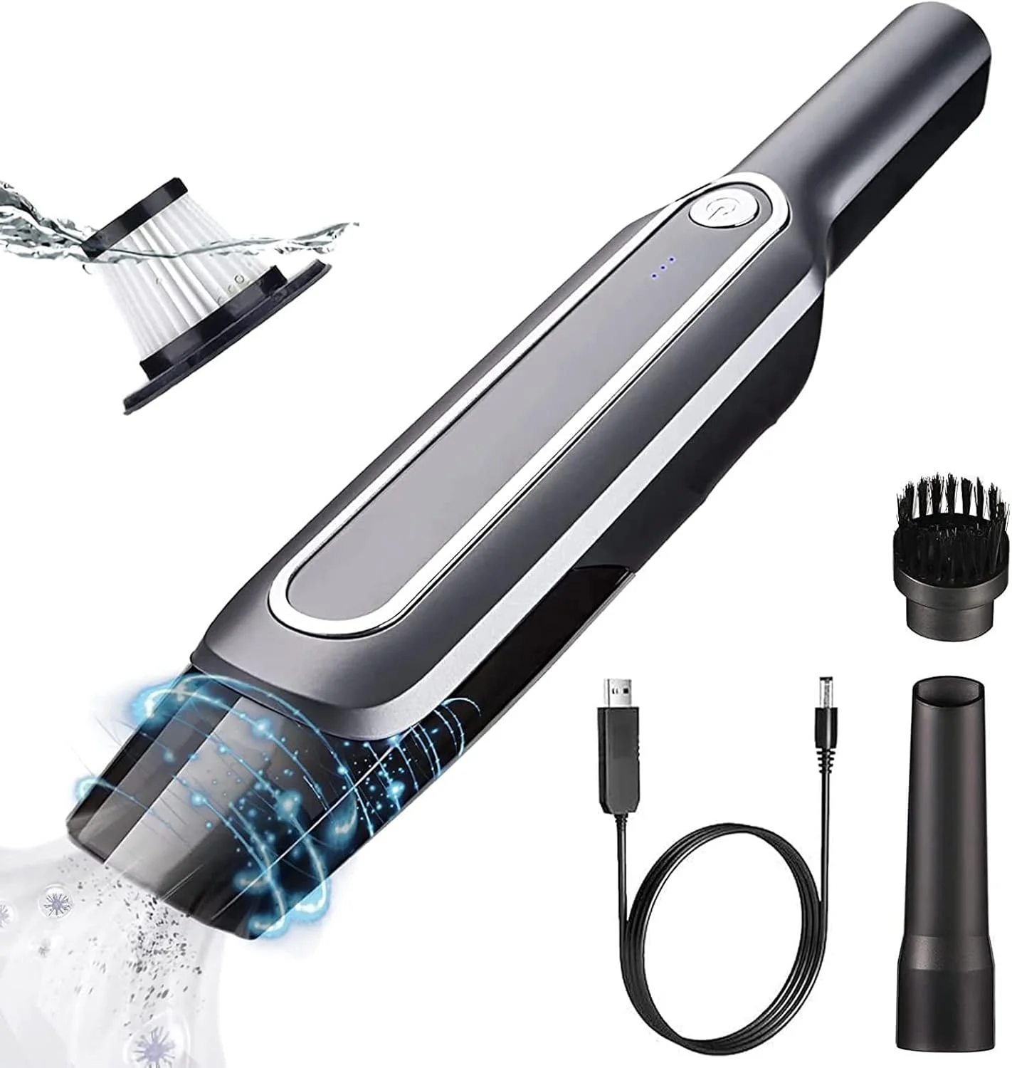 جاروبرقی دستی شارژی، جاروبرقی کوچک قابل حمل شارژی خودرو، فیلتر HEPA قابل استفاده مجدد، جاروبرقی جمع و جور مرطوب/خشک، تمیز کردن گرد و غبار موی حیوانات خانگی برای میز، تمیز کننده صفحه کلید، مبل منزل