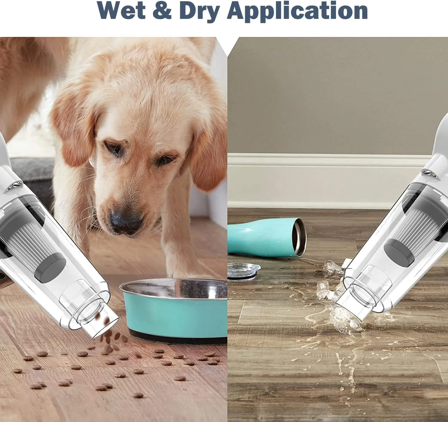 جاروبرقی دستی خودرو بی سیم، جاروبرقی دستی 12000pa، جاروبرقی کوچک قابل حمل و شارژ بی سیم، جاروبرقی تر و خشک برای موی حیوانات خانگی/مبل/پله ها/خودرو (سفید، 12000Pa)