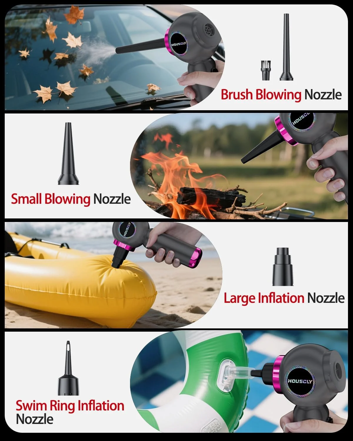 جاروبرقی دستی خودرو، قابل حمل، بدون سیم، 25000Pa، قدرت بالا، کوچک، مینی، قابل شارژ، 4 در 1، دمنده هوا فشرده، پمپ، جاروبرقی دستی بی سیم برای تمیز کردن خودرو، دفتر، میز، خانه