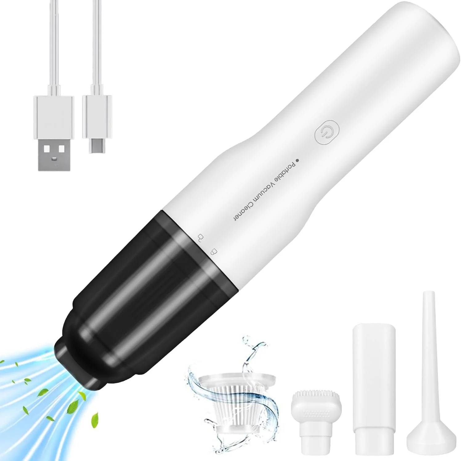 جاروبرقی دستی شارژی – جاروبرقی کوچک قابل شارژ USB برای خودرو، کیبورد، میز یا خانه – جاروبرقی قابل حمل پرقدرت برای گرد و غبار و خرده ریزه ها – سبک و آسان برای استفاده (سفید)