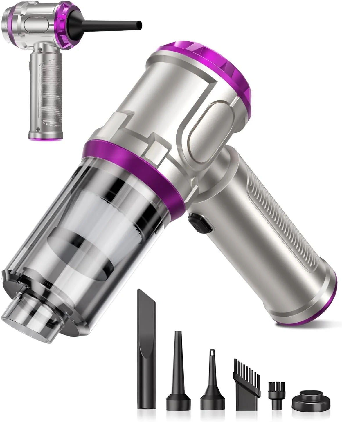 جاروبرقی دستی خودرو صورتی - 15000pa قابل حمل برای موی حیوانات خانگی و گرد و غبار، مینی با باتری، سبک و بدون سیم، کوچک و بی سیم، مناسب برای تمیز کردن خانه/پرده/فرش/کوسن/چادر/مسافرت/سفر کاری