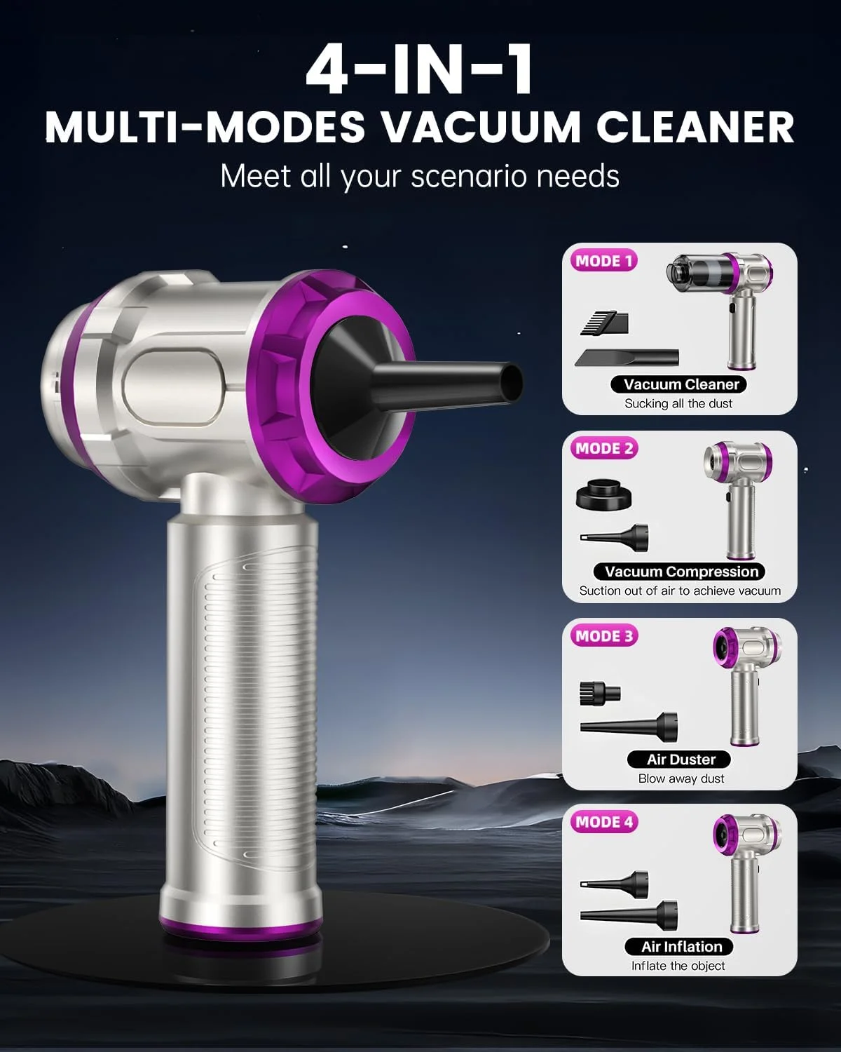 جاروبرقی دستی خودرو صورتی - 15000pa قابل حمل برای موی حیوانات خانگی و گرد و غبار، مینی با باتری، سبک و بدون سیم، کوچک و بی سیم، مناسب برای تمیز کردن خانه/پرده/فرش/کوسن/چادر/مسافرت/سفر کاری