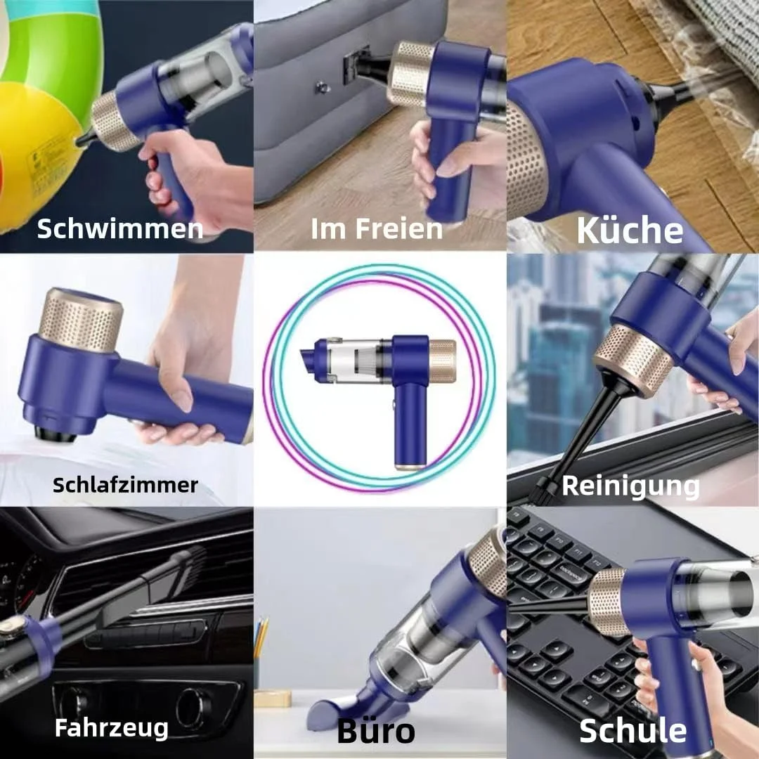 جدیدترین جاروبرقی دستی 4 در 1، جاروبرقی کوچک ارتقا یافته برای ماشین، خانه و موی حیوانات خانگی، دمنده گرد و غبار و جاروبرقی سبک وزن 8500PA، فیلتر HEPA و نور LED، قابل شارژ USB و