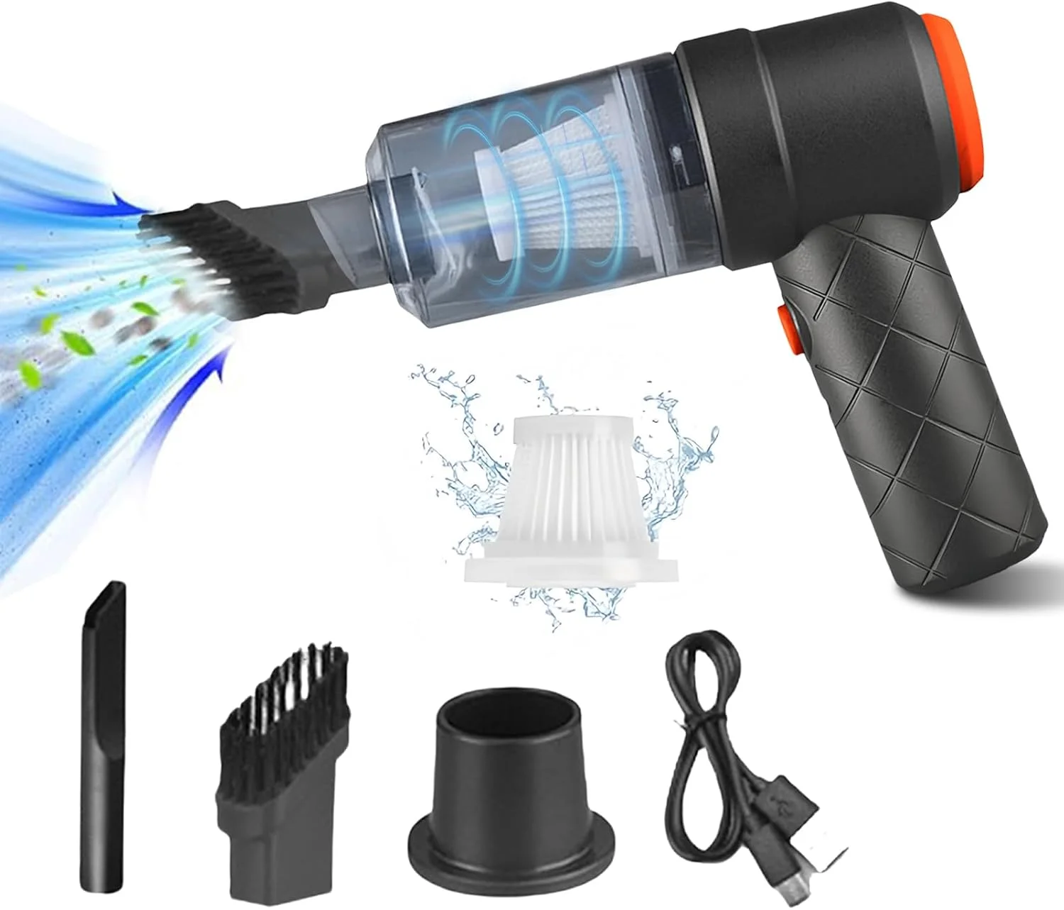 جاروبرقی دستی، جاروبرقی رومیزی قابل شارژ 3500PA، جاروبرقی کوچک و قابل حمل و قدرتمند بی‌سیم برای تمیز کردن ماشین/حیوانات خانگی/کیبورد/کامپیوتر/میز/کشو