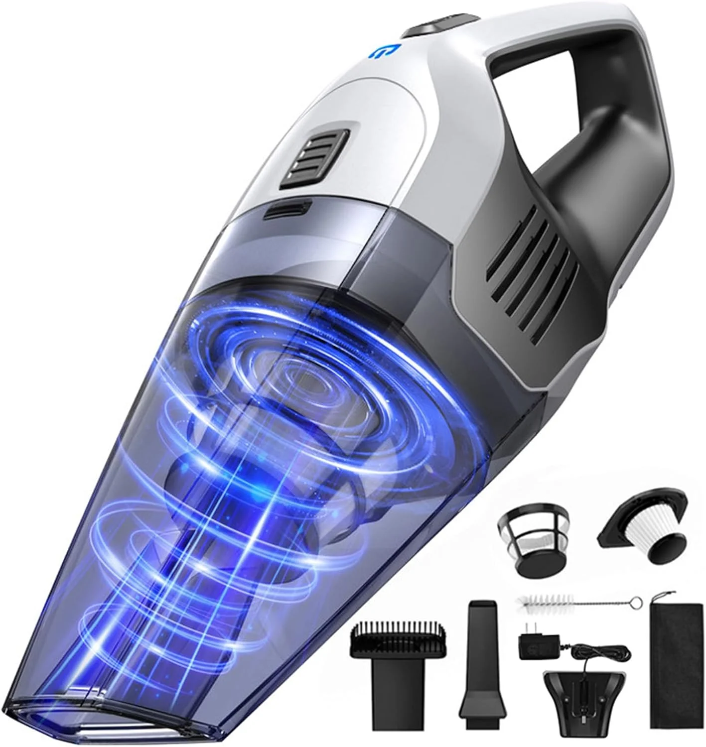 جاروبرقی دستی، قدرتمند، قابل حمل، سبک وزن، جاروبرقی دستی بی سیم با باتری با زمان کارکرد طولانی 25-30 دقیقه، باتری قابل شارژ و شارژ سریع برای ماشین، فرش، پله ها، حیوانات خانگی
