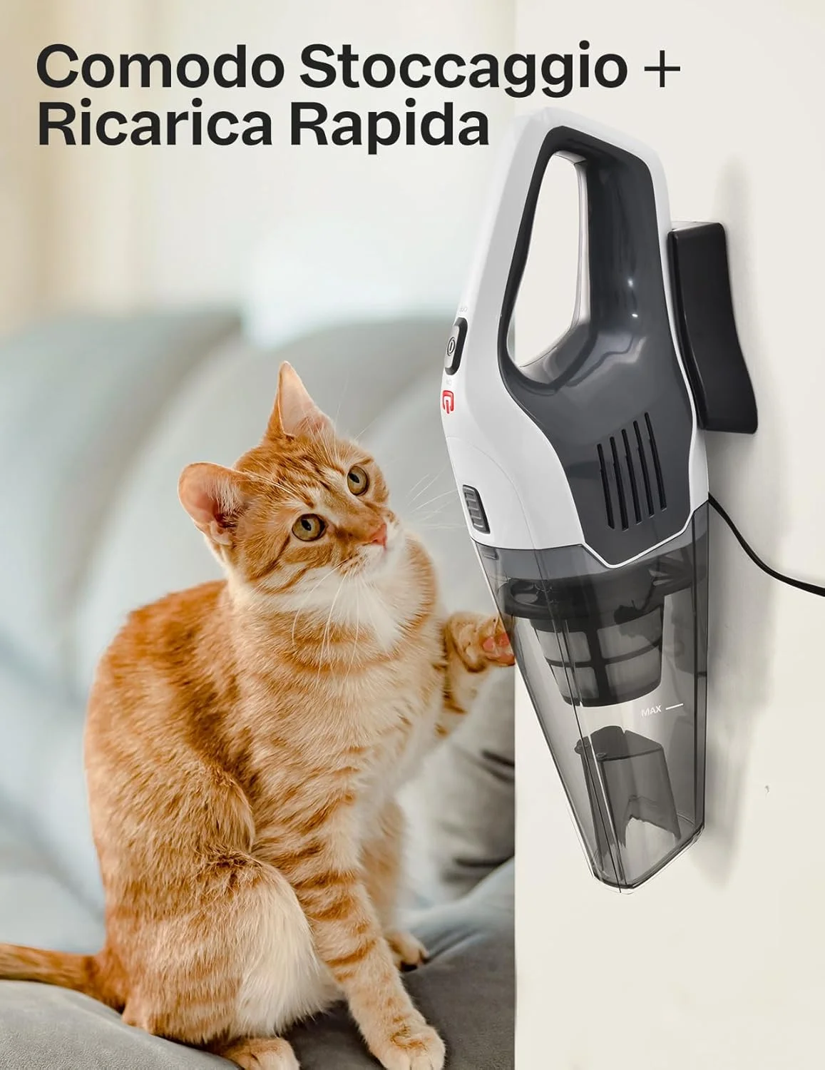 جاروبرقی دستی، قدرتمند، قابل حمل، سبک وزن، جاروبرقی دستی بی سیم با باتری با زمان کارکرد طولانی 25-30 دقیقه، باتری قابل شارژ و شارژ سریع برای ماشین، فرش، پله ها، حیوانات خانگی