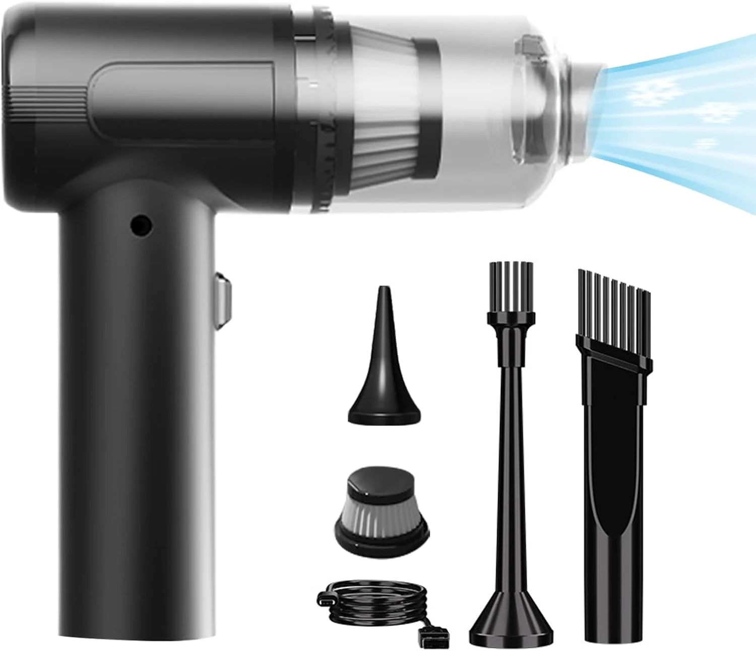 جاروبرقی دستی - جاروبرقی کوچک برای مبل، دمنده بی سیم قابل شارژ، گردگیر هوا برای صفحه کلید خودرو، فرش منزل، موی حیوانات خانگی، کمپینگ