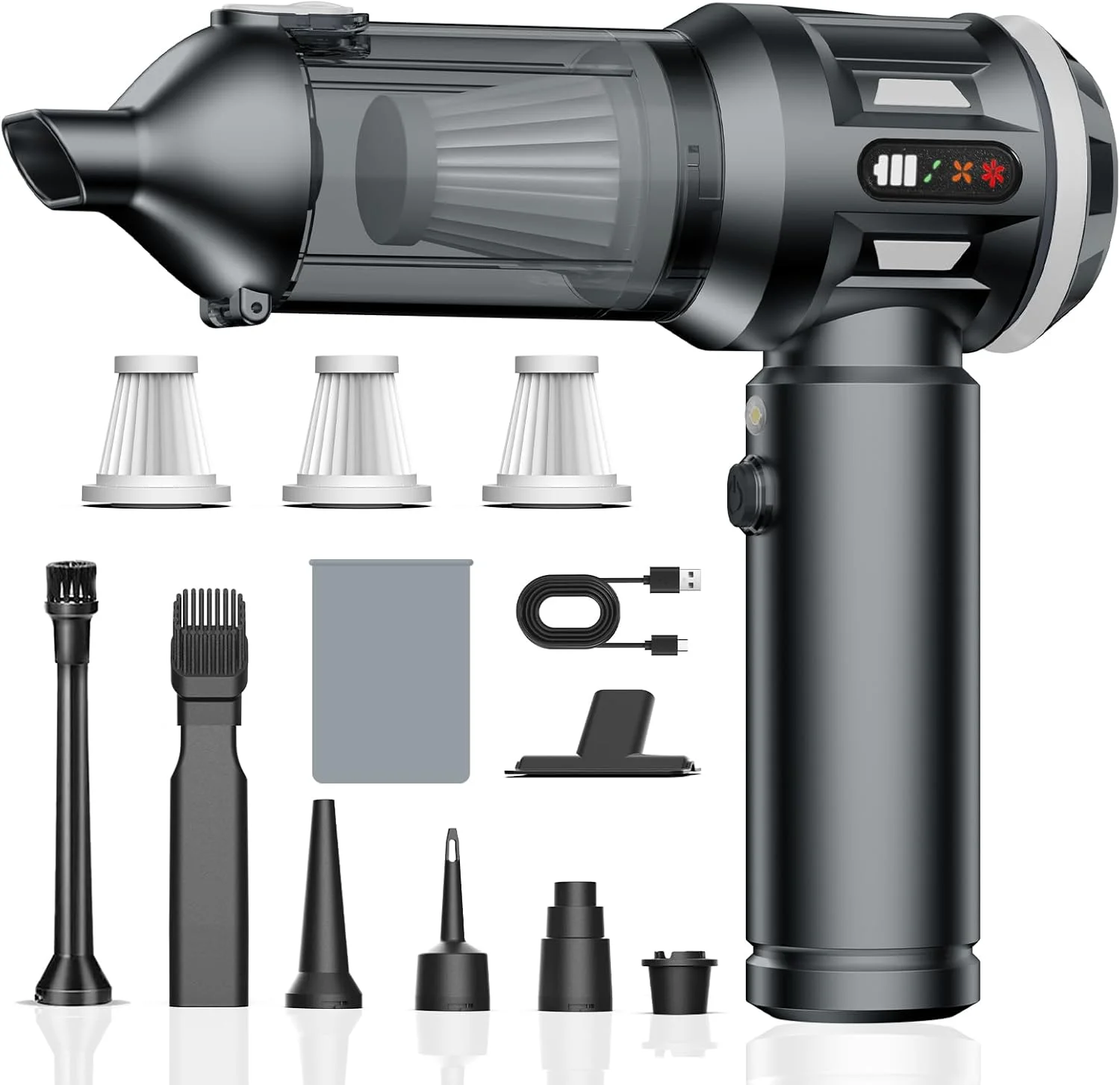 جاروبرقی دستی، جاروبرقی خودروی بی‌سیم 25000Pa، جاروبرقی کوچک قابل حمل با موتور براشلس، باتری 6000 میلی آمپر ساعتی، جاروبرقی دستی کوچک با نمایشگر LED، برای خانه، خودرو، موی حیوانات خانگی