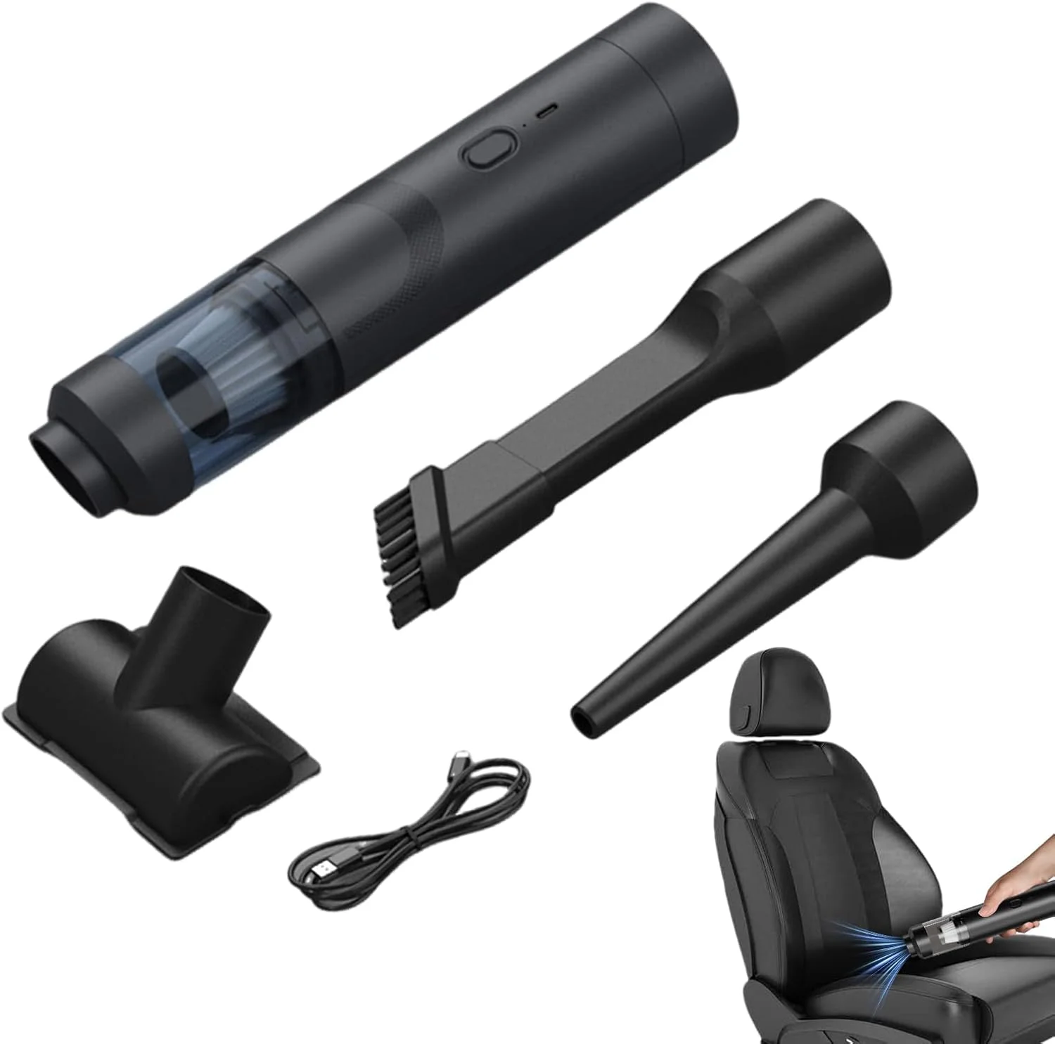 جاروبرقی دستی شارژی، گردگیر هوا - گردگیر هوای 200 واتی پرقدرت قابل حمل 19000PA برای تمیز کردن مو، گرد و غبار ماشین، فرش، کف و خانه