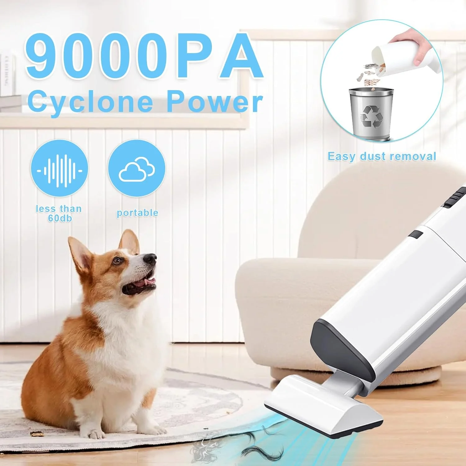 جاروبرقی دستی، جاروبرقی کوچک قابل حمل بی سیم مینی برای ماشین، دفتر، خانه