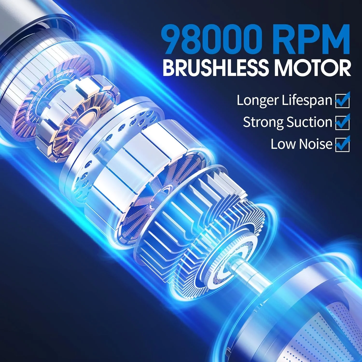 جاروبرقی دستی بی سیم HIRIKEYI، جاروبرقی قابل حمل خودرو با موتور براشلس و مکش قوی 16000Pa، جاروبرقی کوچک 4 در 1 قابل شارژ، جاروبرقی دستی فلزی برای خودرو، خانه، دفتر و حیوانات خانگی، خاکستری