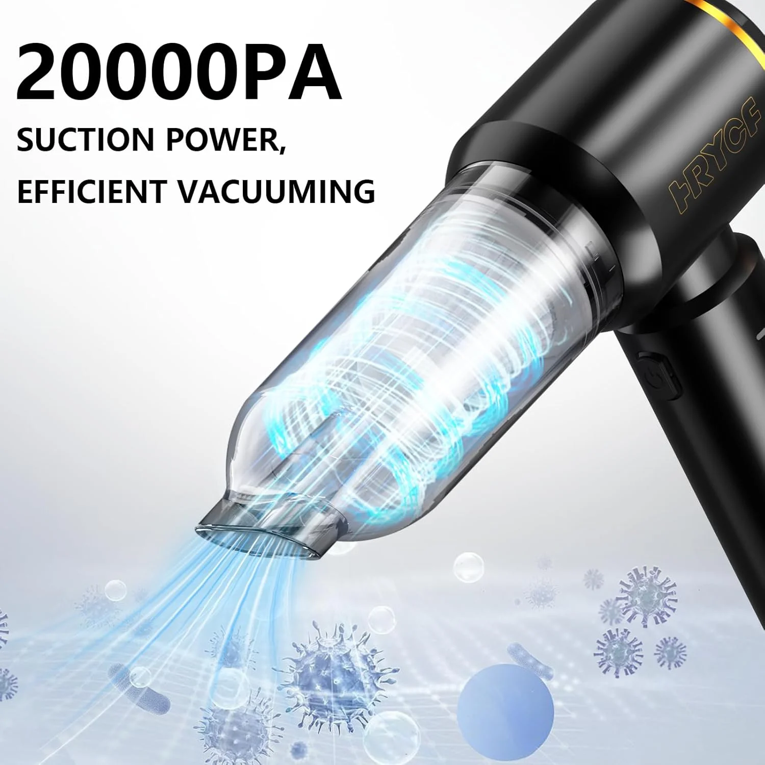 جاروبرقی دستی، جاروبرقی خودرو، جاروبرقی قابل حمل شارژی 4 در 1 با قدرت بالا 20000PA با موتور براشلس، جاروبرقی دستی کوچک و دمنده هوا و پمپ - مشکی