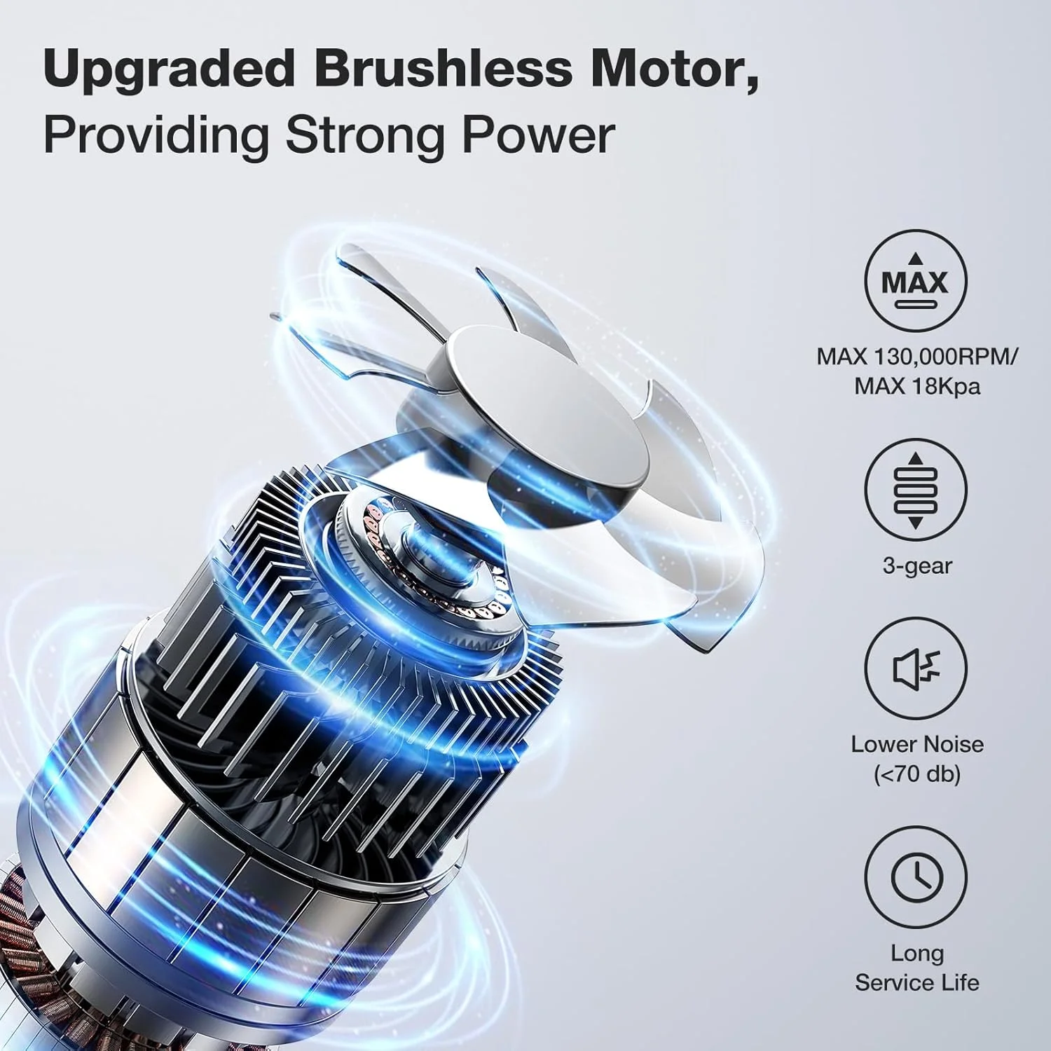 جاروبرقی دستی، جاروبرقی دستی 3 در 1 با قدرت 18000Pa، جاروبرقی قدرتمند 3 سرعته بی سیم خودرو، جاروبرقی کوچک قابل شارژ برای تمیز کردن موی حیوانات خانگی، خودرو و منزل، خاکستری