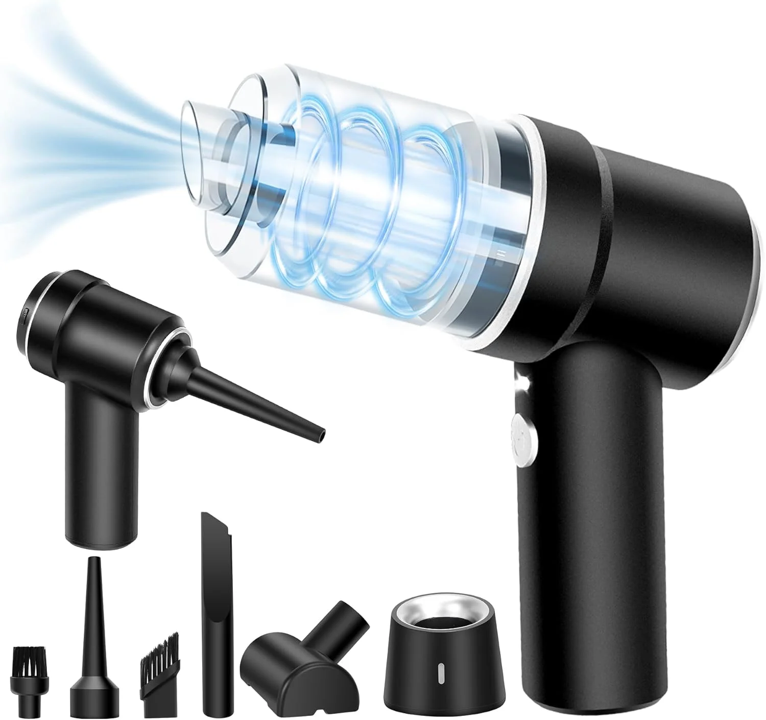 جاروبرقی دستی کوچک Honlibey با قدرت بالا 120 وات، جاروبرقی بی سیم خودرو، 2 در 1 و گردگیر هوا، با چراغ LED و نازل های چندگانه برای خودرو، کامپیوتر، کیبورد، چرخ خیاطی جاروبرقی دستی کوچک Honlibey با قدرت بالا 120 وات، جاروبرقی بی سیم خودرو، 2 در 1 و گردگیر هوا، با چراغ LED و نازل های چندگانه برای خودرو، کامپیوتر، کیبورد، چرخ خیاطی