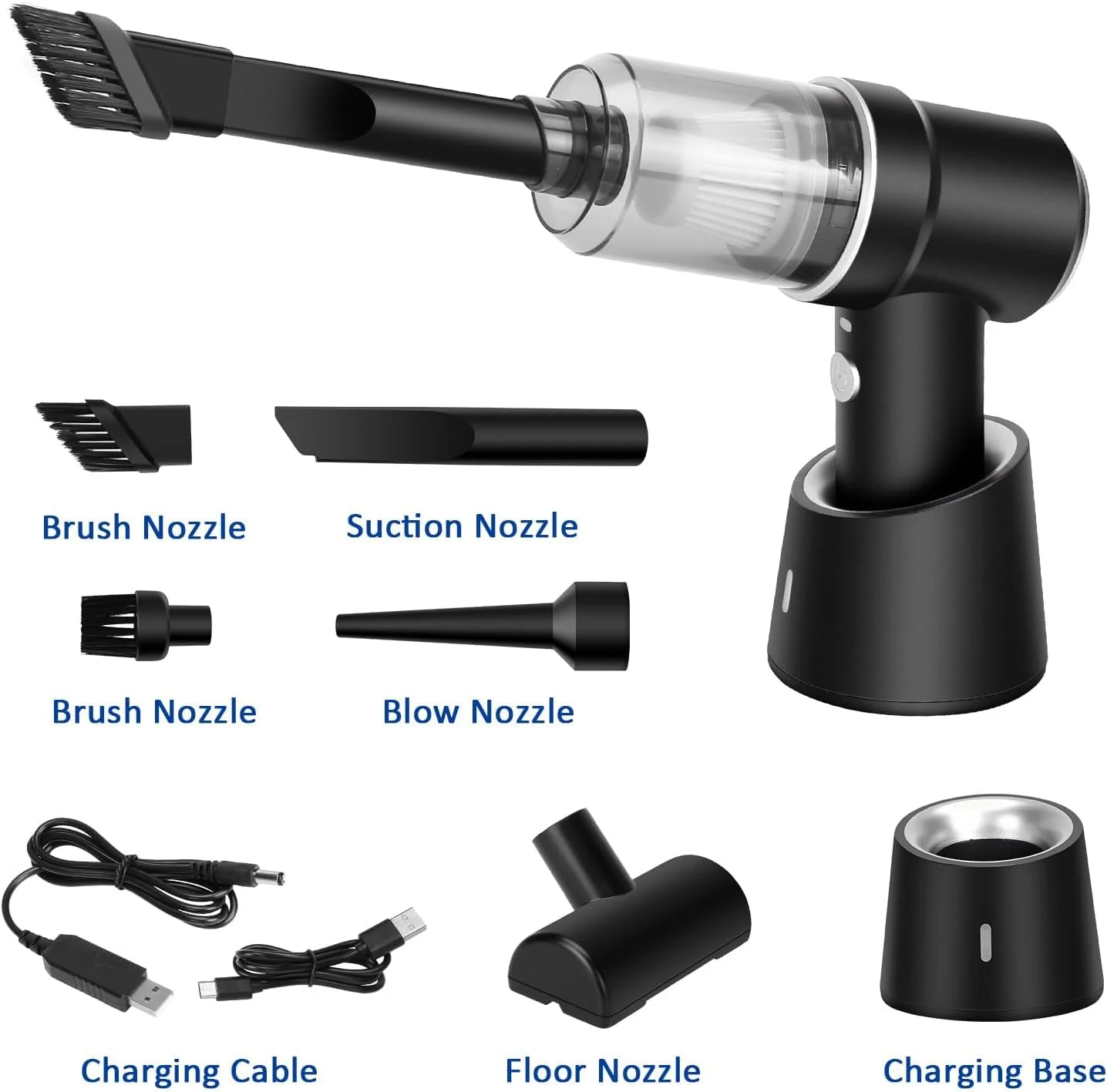 جاروبرقی دستی کوچک Honlibey با قدرت بالا 120 وات، جاروبرقی بی سیم خودرو، 2 در 1 و گردگیر هوا، با چراغ LED و نازل های چندگانه برای خودرو، کامپیوتر، کیبورد، چرخ خیاطی جاروبرقی دستی کوچک Honlibey با قدرت بالا 120 وات، جاروبرقی بی سیم خودرو، 2 در 1 و گردگیر هوا، با چراغ LED و نازل های چندگانه برای خودرو، کامپیوتر، کیبورد، چرخ خیاطی