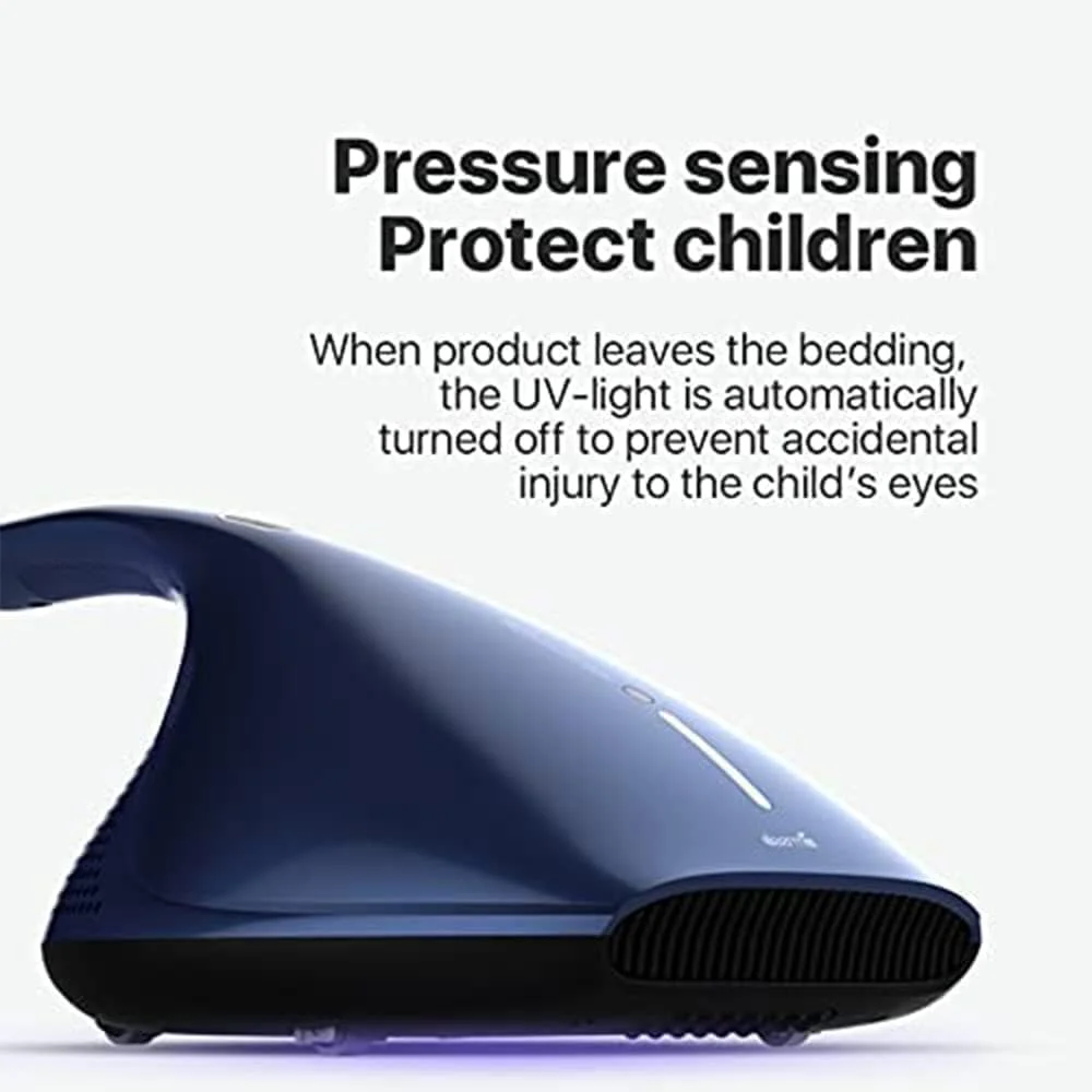 جاروبرقی گرد و غبار ایندر مدل CM818 با قدرت 13Kpa، سبک، دستی، دارای کنترلر استریلیزاسیون UV، از بین برنده کنه برای تخت و مبل (آبی)