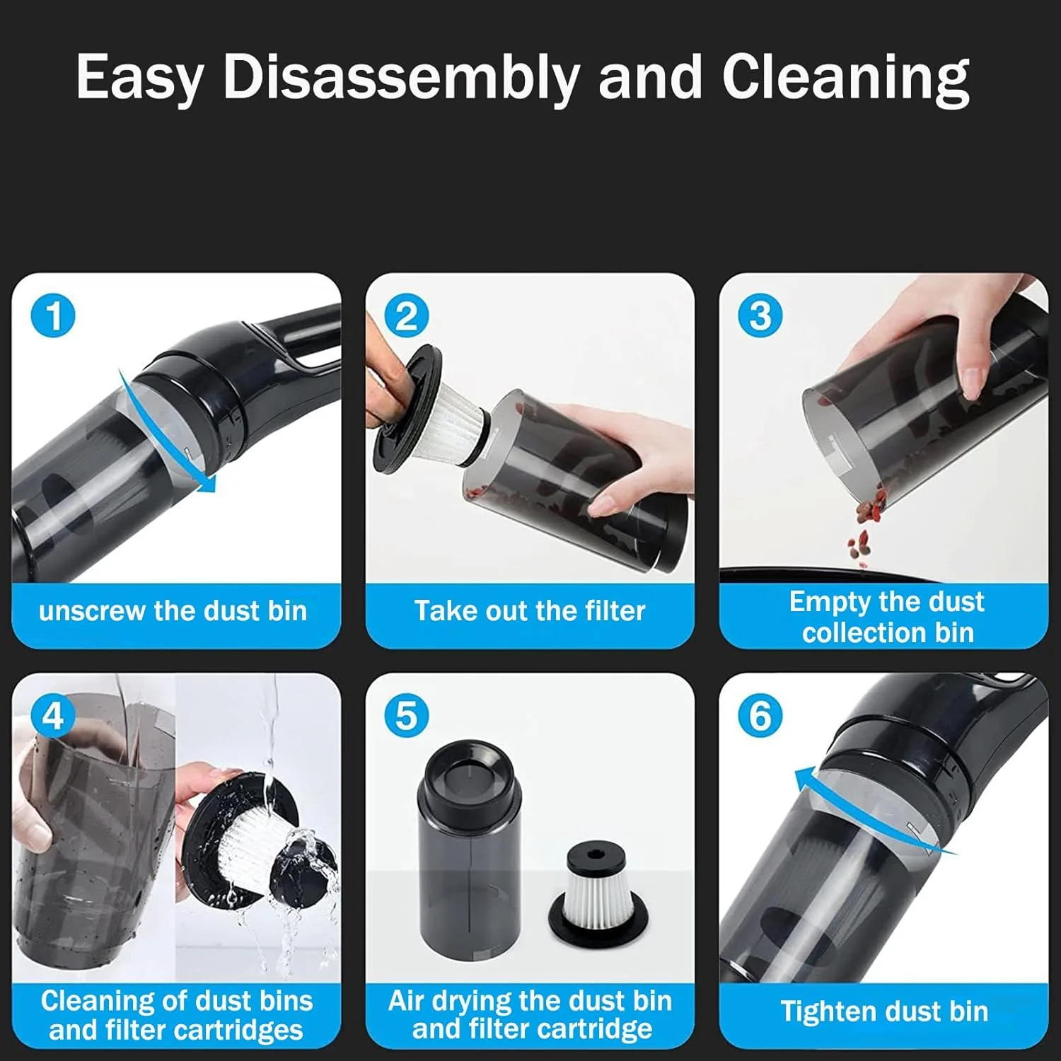 جاروبرقی دستی بی سیم iFCOW، جاروبرقی قابل حمل با قدرت مکش قوی 10000 پاسکال 120 وات، مناسب برای تمیز کردن ماشین، خانه و کیبورد