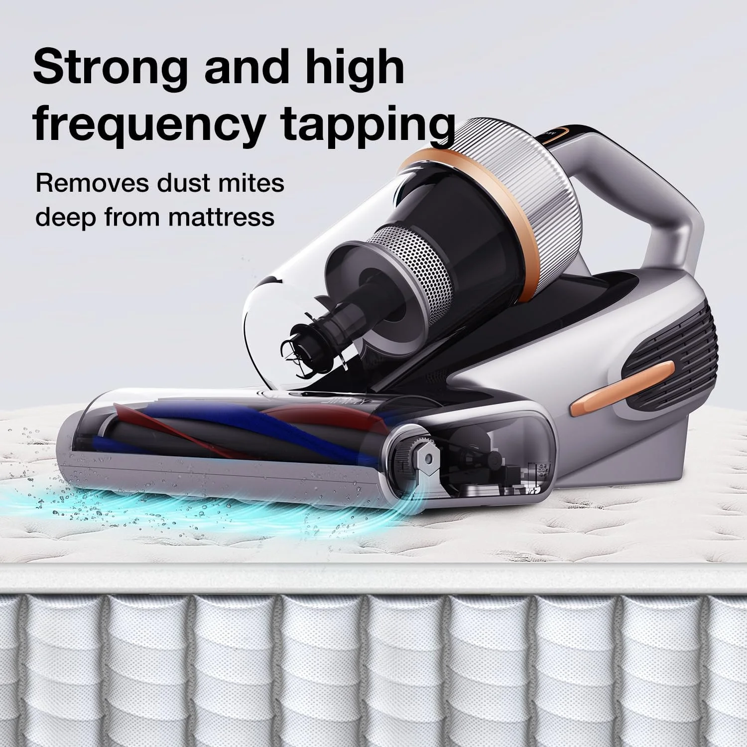 جاروبرقی رختخواب جیمی مدل BX7 Pro با موتور قدرتمند 700 وات، دارای نور UV-C، سنسور تشخیص کنه، عملکرد فراصوت، قدرت مکش 16 کیلو پاسکال، جاروبرقی دستی برای تشک، مبل، تخت، خاکستری