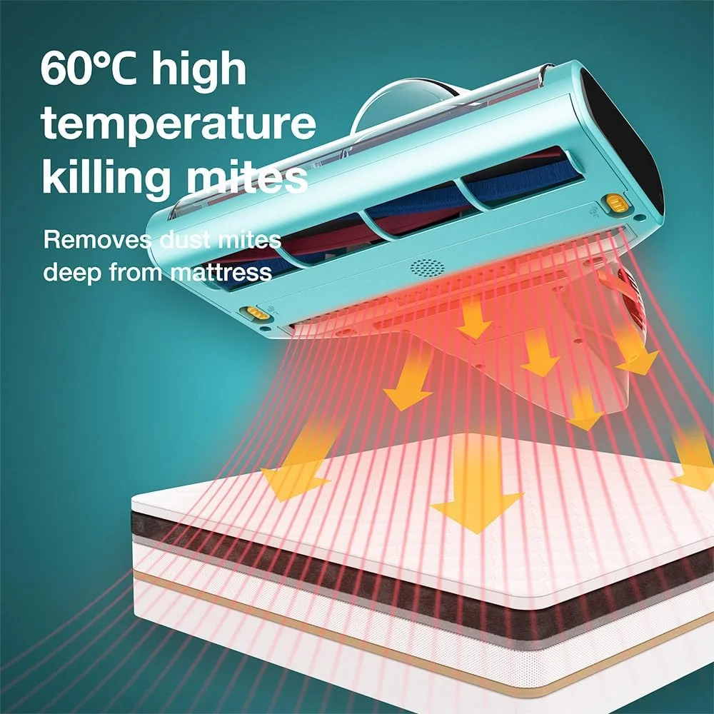 جاروبرقی رختخواب جیمی مدل BX7 Pro با توان 700 وات، دارای نور UV-C، سنسور تشخیص کنه، عملکرد فراصوت، قدرت مکش 16 کیلو پاسکال، مناسب برای تشک، مبل، تخت، آبی روشن