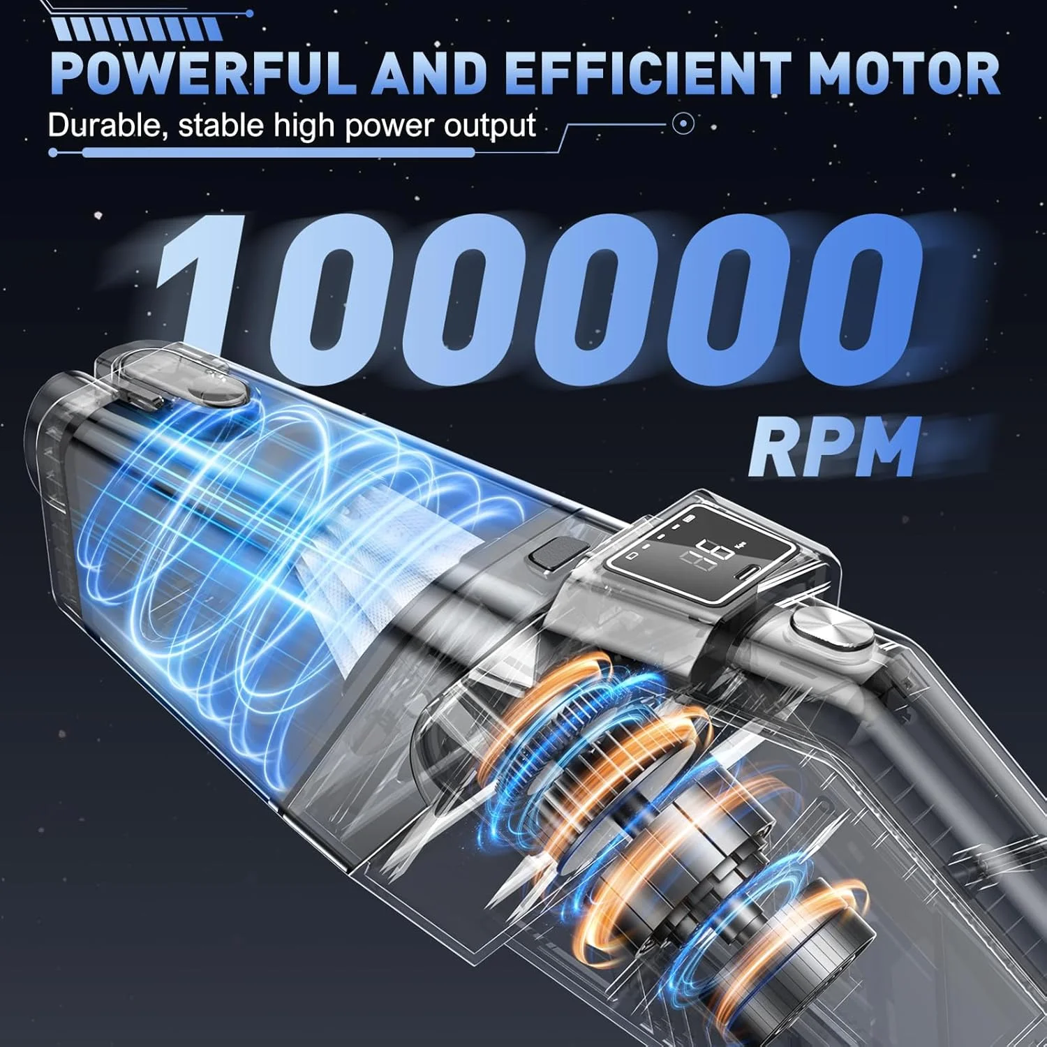 جاروبرقی دستی بی سیم JONYJ، جاروبرقی خودرو با قدرت بالا 16000PA، جاروبرقی دستی قابل حمل با چراغ LED و نازل های متعدد، گرد و غبار گیر شارژی برای خانه، خودرو، دفتر، حیوانات خانگی