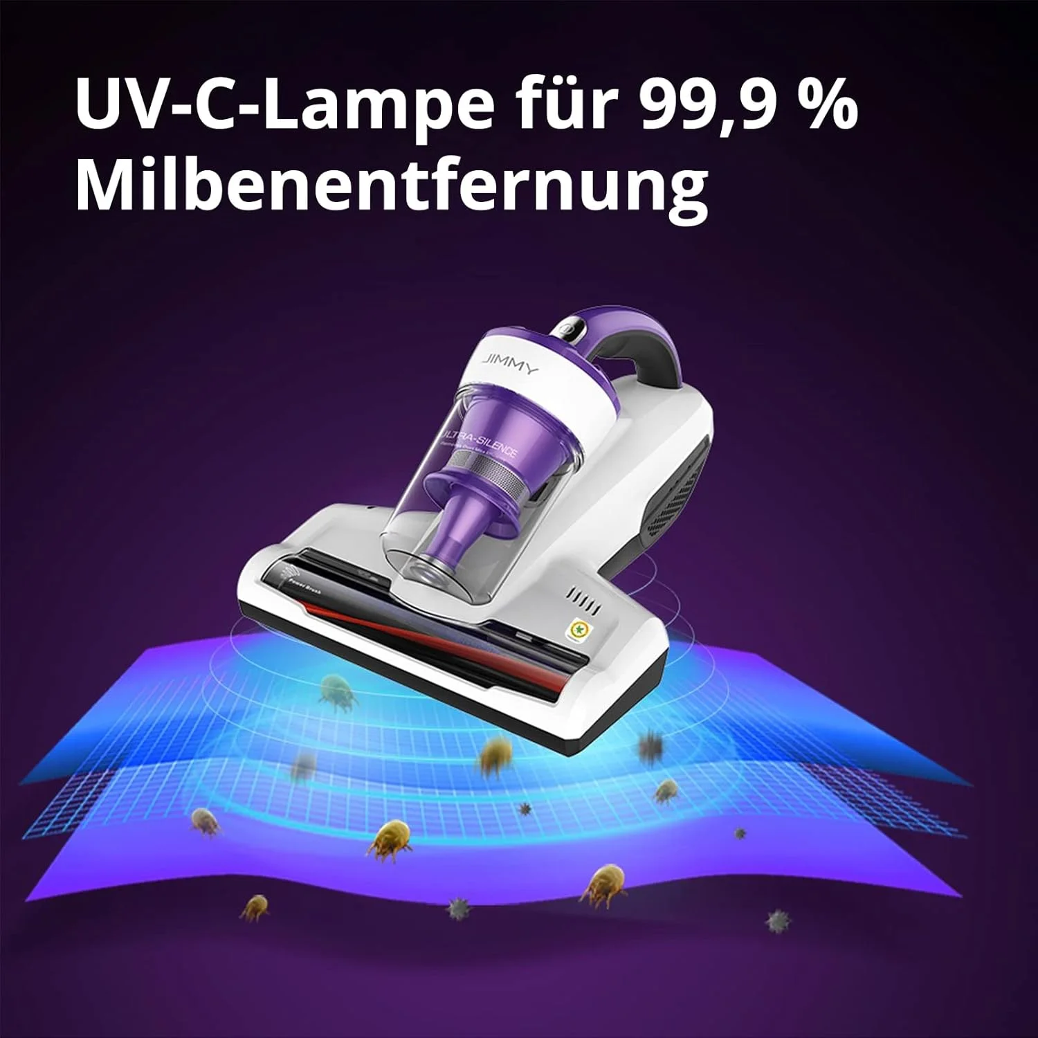 جاروبرقی رختخواب جیمی JV12 مدل 2024 با لامپ UV-C، برس غلطکی کامپوزیتی اولتراسونیک، فیلتر HEPA دوگانه سیکلون، کابل 5 متری، 400 وات، جاروبرقی قدرتمند رختخواب برای افراد مبتلا به آلرژی