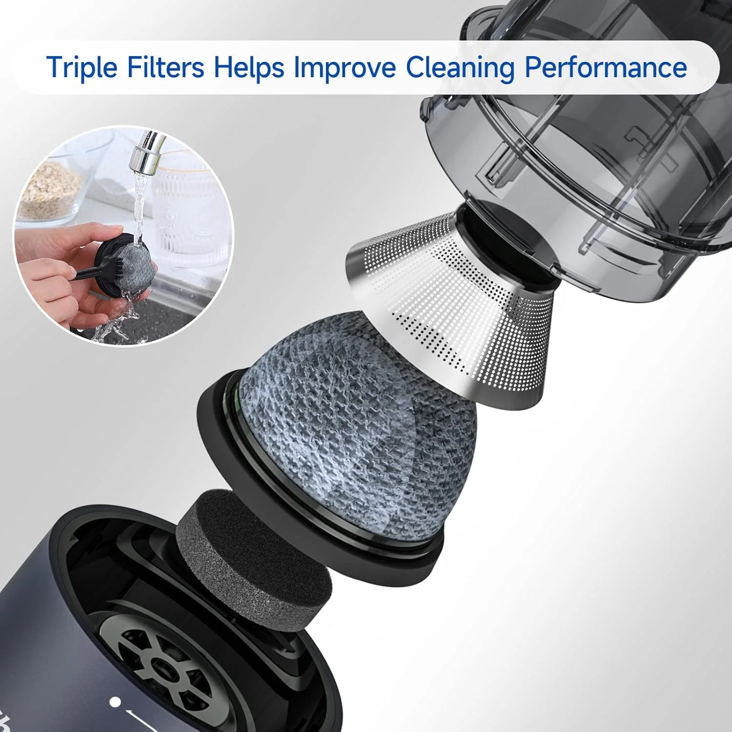 جاروبرقی دستی بی سیم KASTWAVE، جاروبرقی کوچک با دمنده هوا، جاروبرقی کوچک قابل حمل و شارژی برای خانه و ماشین (مشکی)