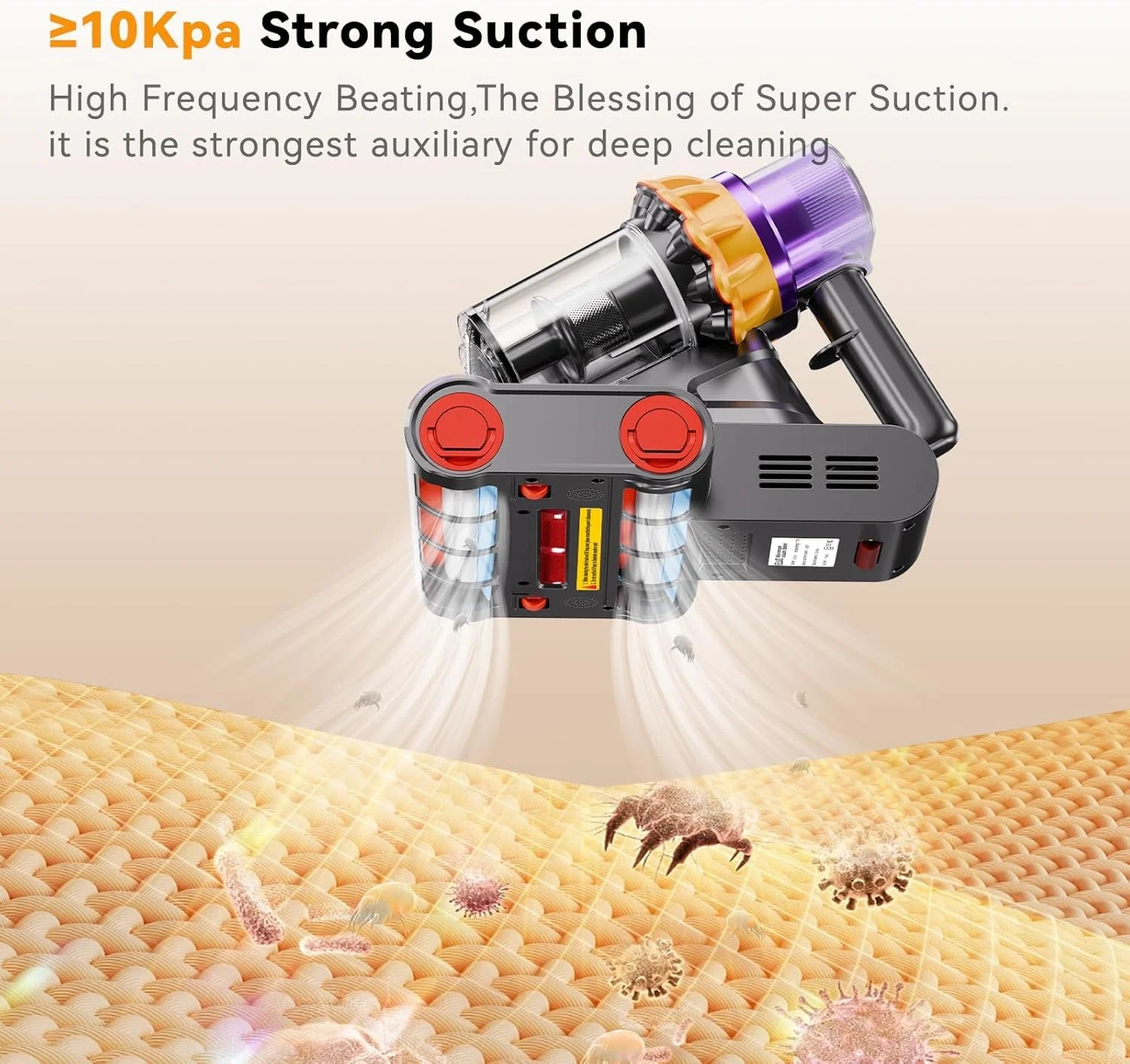 جاروبرقی تختخوابی KASTWAVE با حسگر گرد و غبار، جاروبرقی UV با التراسونیک، فناوری گرمایش، جاروبرقی دستی دو مخزنه قدرتمند با فیلتر HEPA برای رختخواب، مبل و فرش