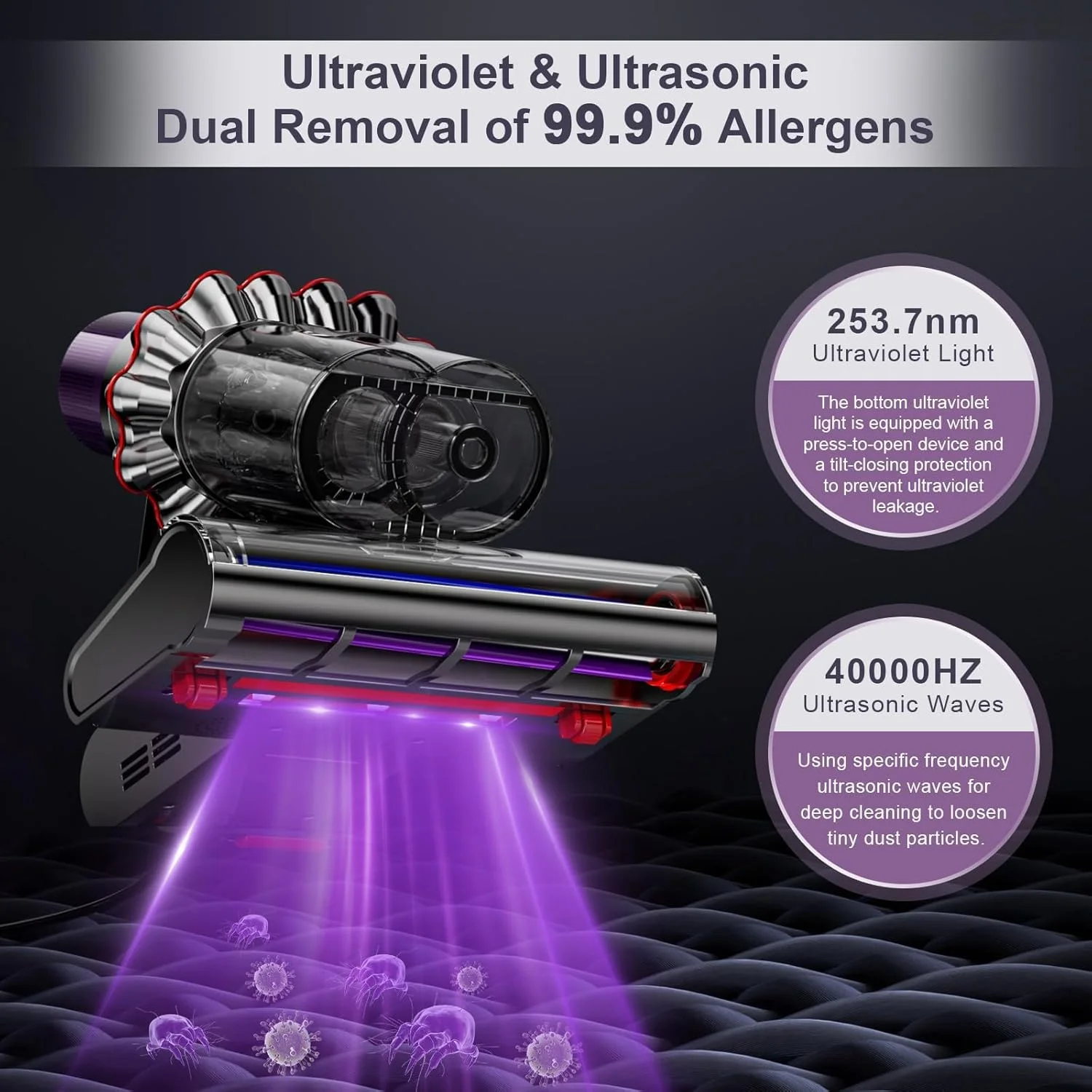 جاروبرقی تشک خواب کاست ویو با فناوری فراصوت و فرابنفش، تکنولوژی گرمایش بالا، سنسور هوشمند گرد و غبار، جاروبرقی دستی 15 کیلو پاسکال برای موی حیوانات خانگی، تشک و گرد و غبار