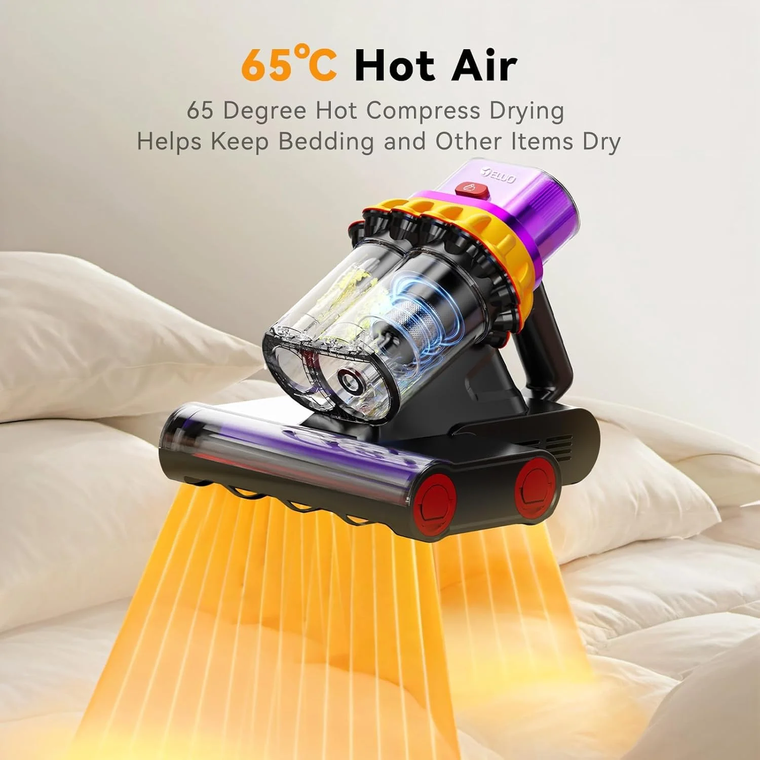 جاروبرقی تختخوابی KASTWAVE با حسگر گرد و غبار، جاروبرقی UV با التراسونیک، فناوری گرمایش، جاروبرقی دستی دو مخزنه قدرتمند با فیلتر HEPA برای رختخواب، مبل و فرش