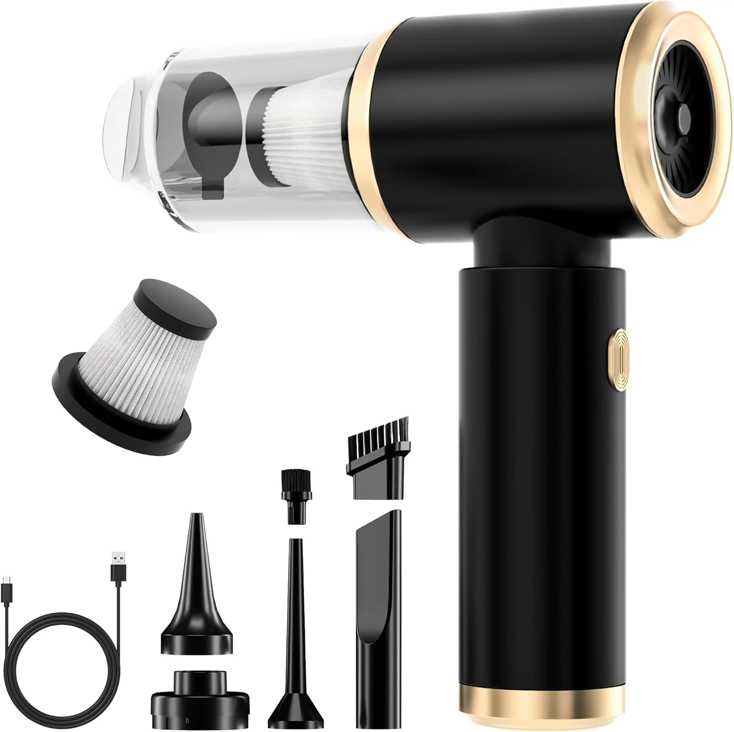 جاروبرقی دستی خودرو LAZYROSY، قابل حمل و بی سیم، 20000PA قدرت بالا، جاروبرقی 4 در 1، گردگیر هوا و دمنده هوا با موتور براشلس 4000 میلی آمپر ساعتی و نازل های چندگانه برای خودرو، خانه، دفتر، کمپینگ، حیوانات خانگی