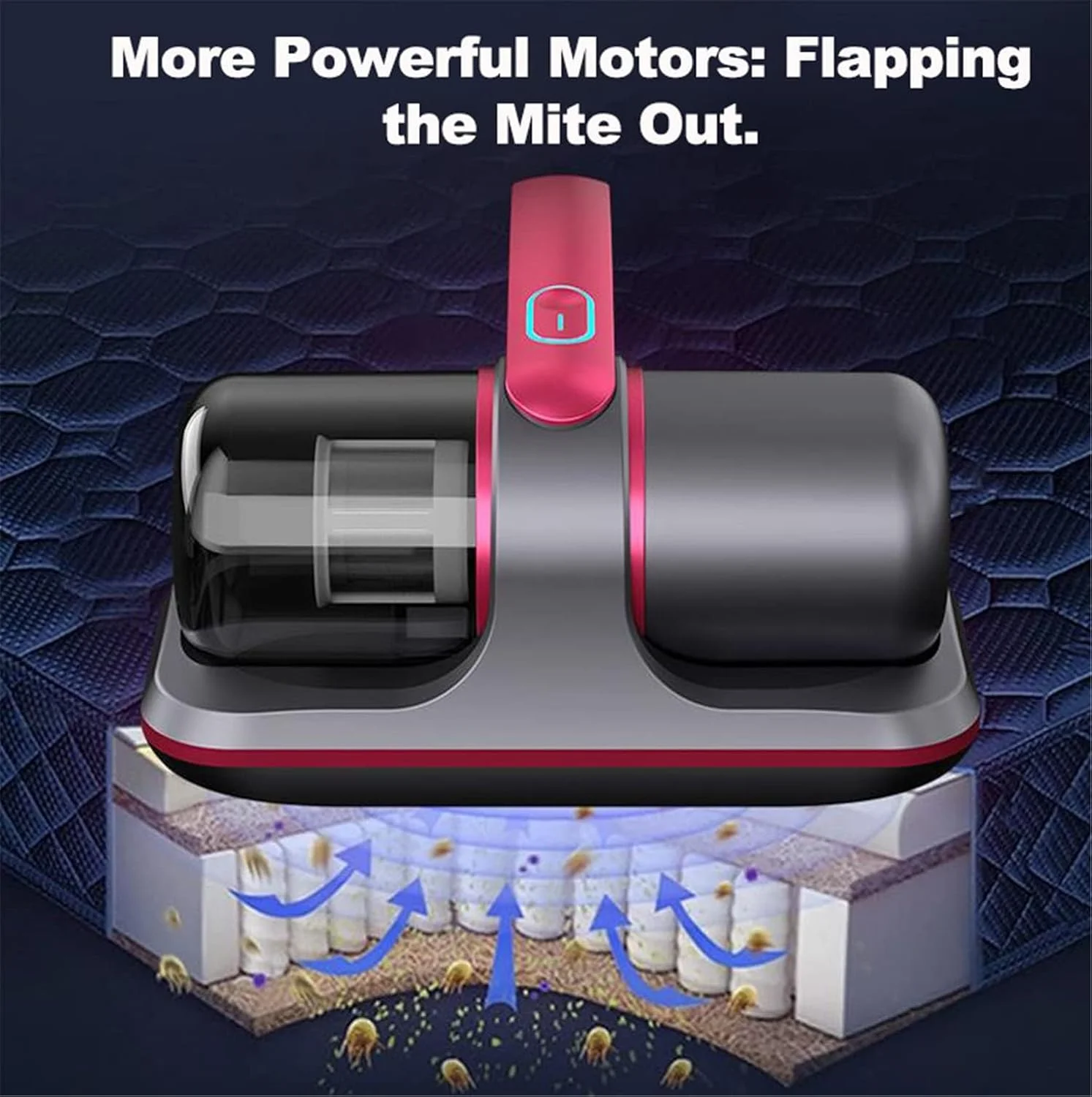 جاروبرقی تختخواب با استریلیزاسیون نور فرابنفش، جاروبرقی تشک قدرتمند 12Kpa با 4 فیلتر، جاروبرقی دستی ضد کنه گرد و غبار برای تشک، فرش، تخت، مبل (بنفش)