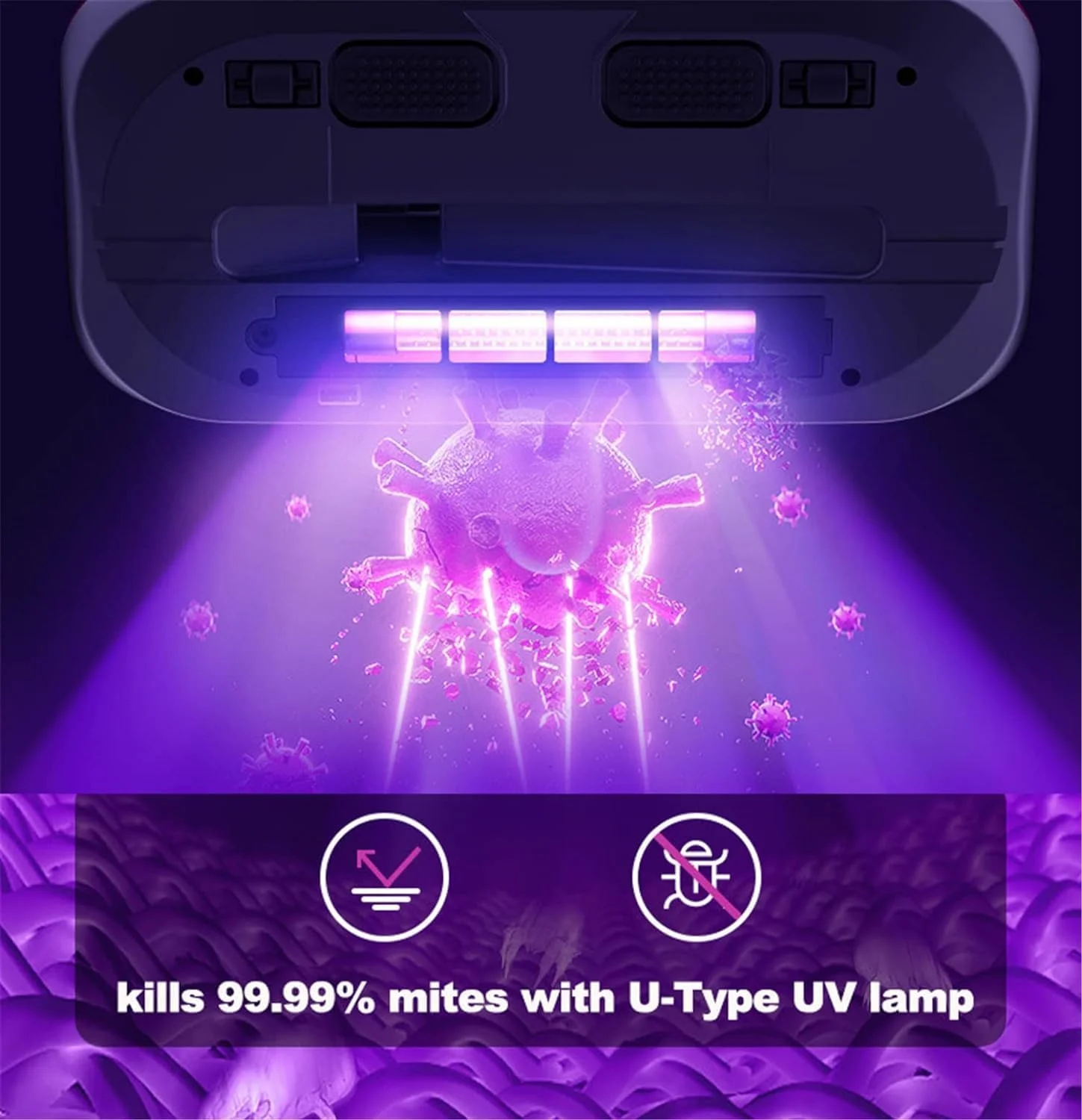 جاروبرقی دستی و بی‌سیم LILOVE برای تمیز کردن تشک تخت، با لامپ UV ضدعفونی کننده، فیلتراسیون HEPA پیشرفته برای تمیز کردن تخت، مبل و فرش