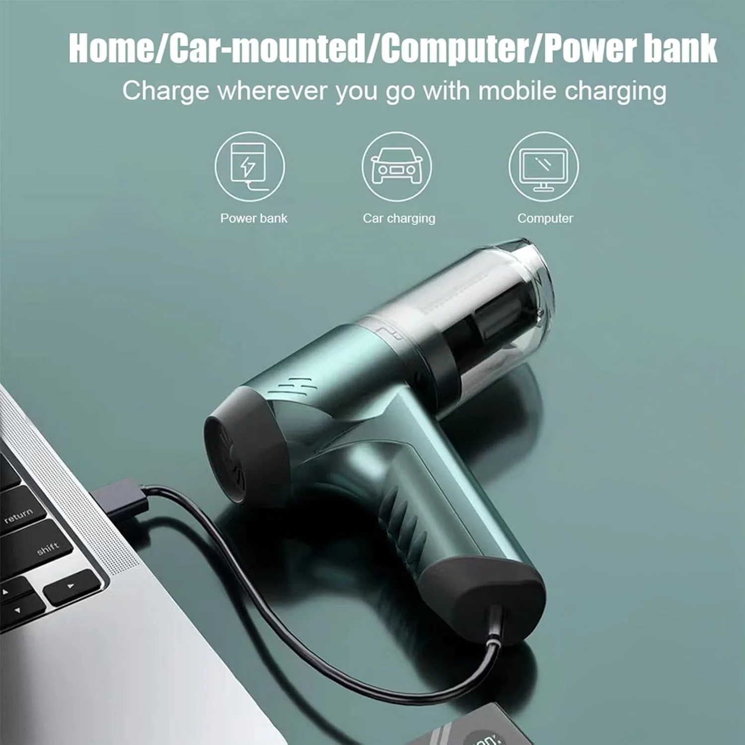 جاروبرقی دستی بی‌سیم Luqeeg، مکش قدرتمند 19000Pa 3 در 1 با دمنده و پمپ دستی، موتور براشلس 120 واتی پرقدرت، تمیز کننده قابل حمل مرطوب و خشک (سبز)