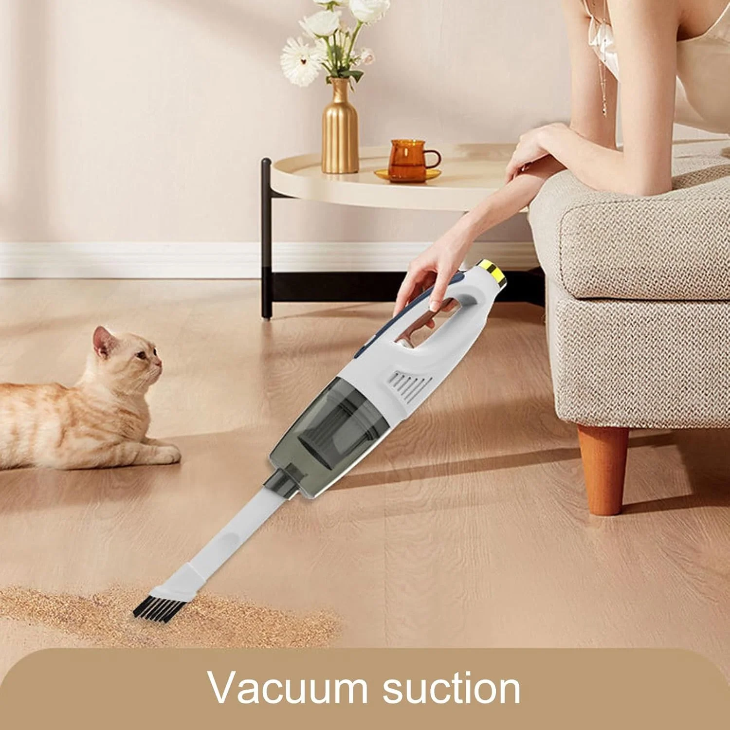 جاروبرقی دستی شارژی Luocute، مکش قوی، 30 دقیقه دوام، حذف موی حیوانات خانگی، کم صدا، تمیز کننده بی سیم با 4 سری برای خانه و ماشین